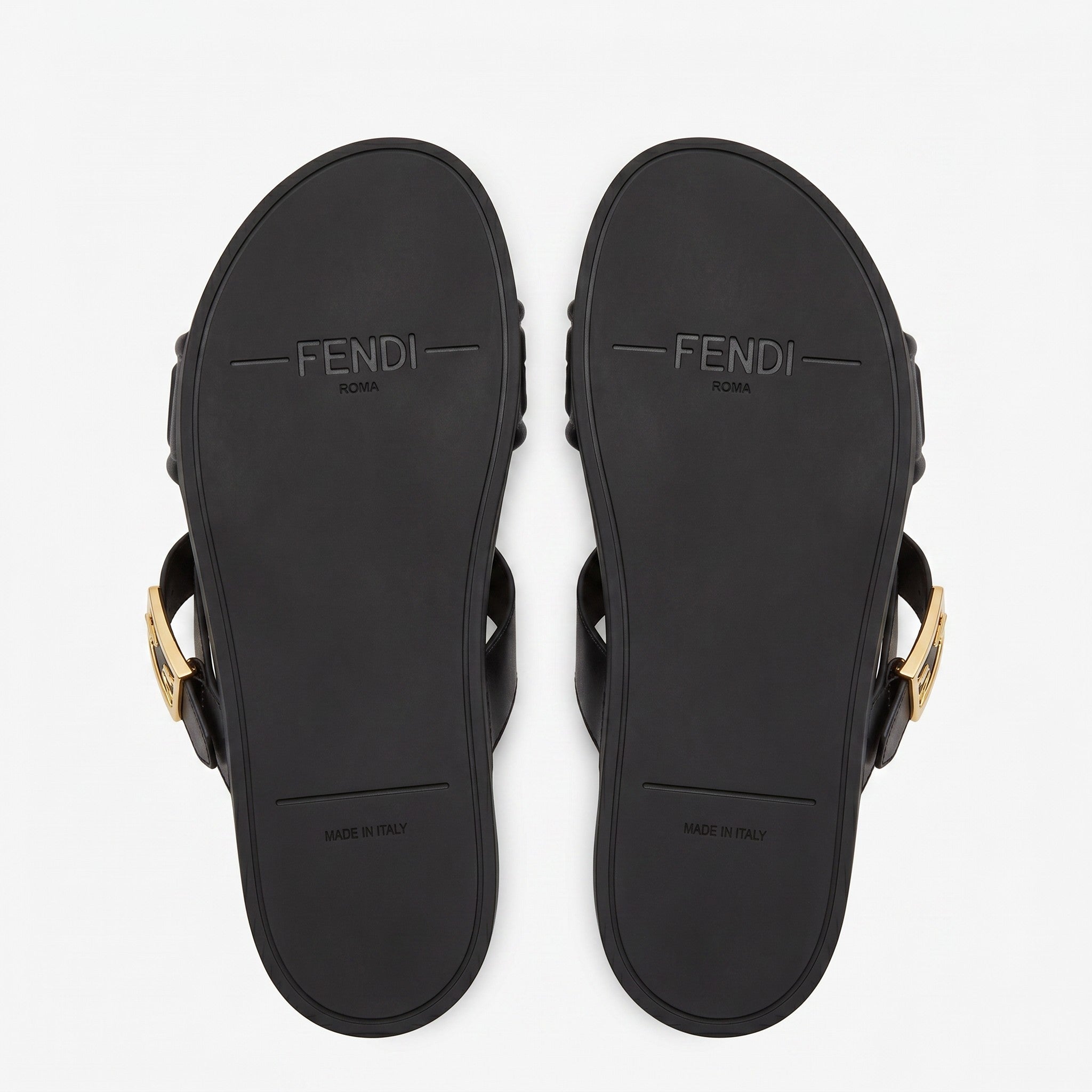 Fendi FF Embossed Double Strap Luxury Slides – Black - MASTERPIECE