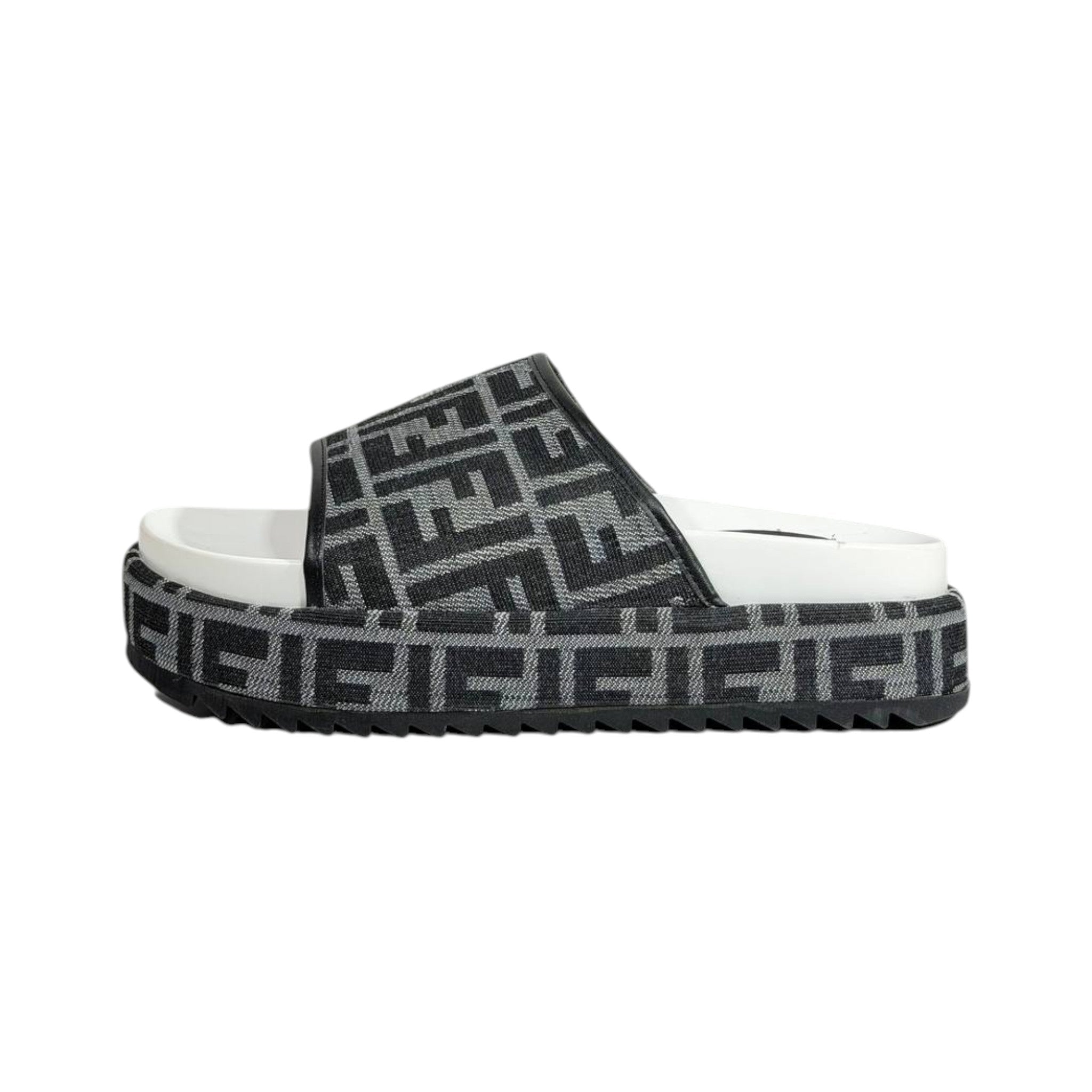 Fendi Grey FF Platform Slides – Luxury Statement Sandals 🩶👡 - MASTERPIECE