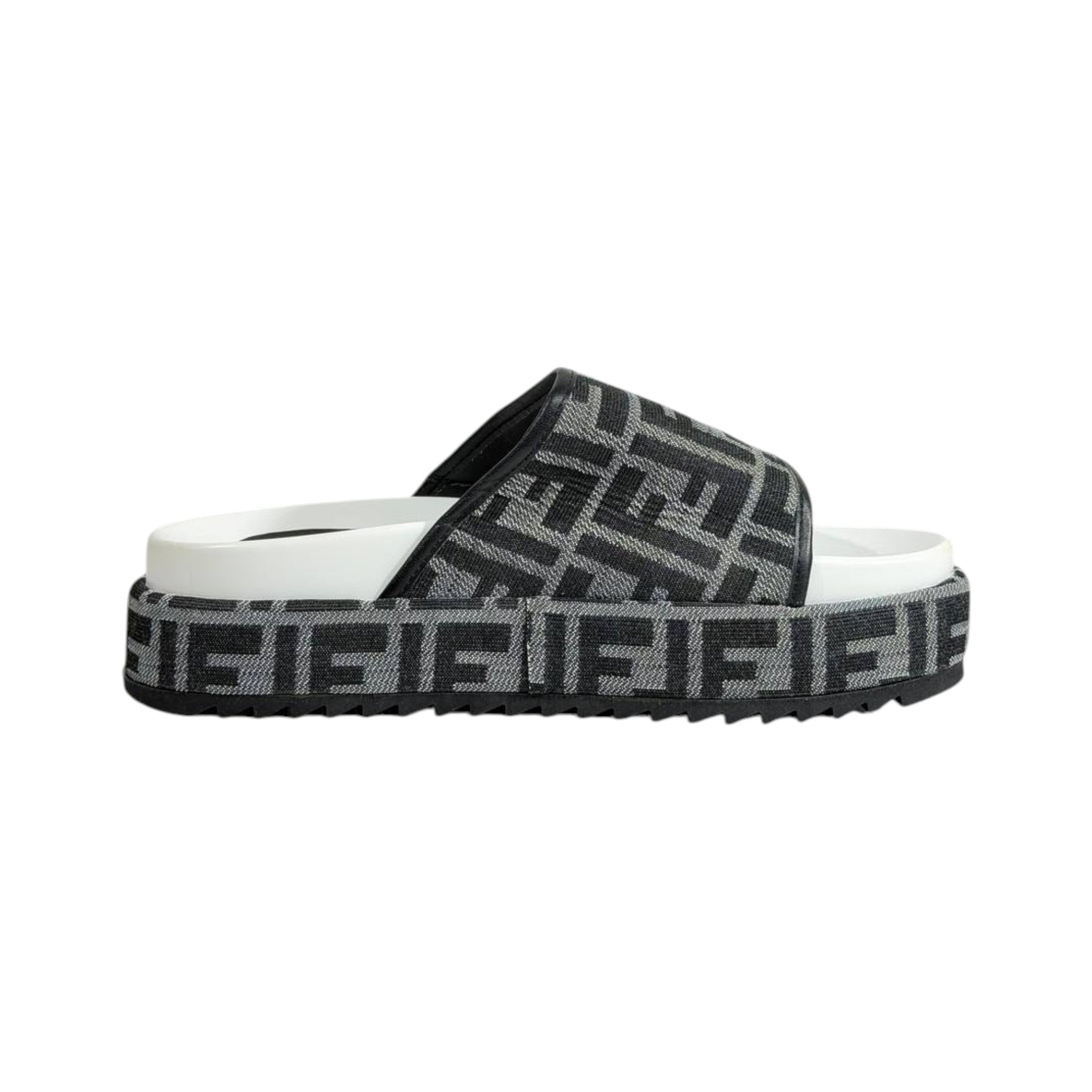 Fendi Grey FF Platform Slides – Luxury Statement Sandals 🩶👡 - MASTERPIECE
