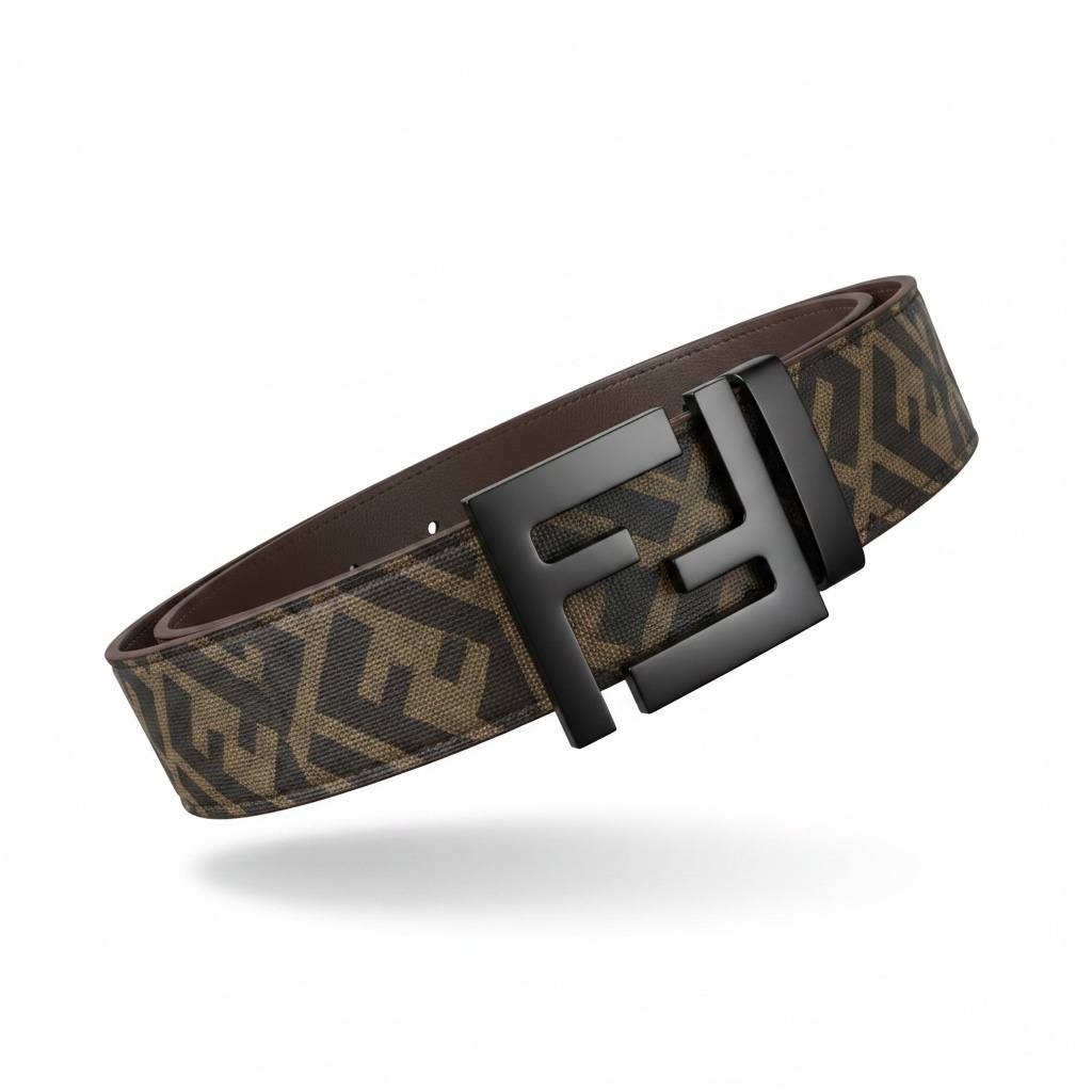 Fendi Inspired FF Monogram Belt 115CM 🤎🖤 Matte Black Luxury Designer Style Belt - MASTERPIECE