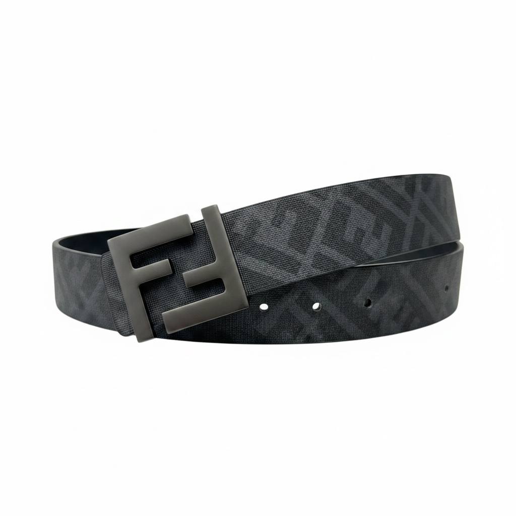 Fendi Luxury FF Monogram Belt 120CM – Matte Black Buckle Designer Belt ✨🖤 - MASTERPIECE