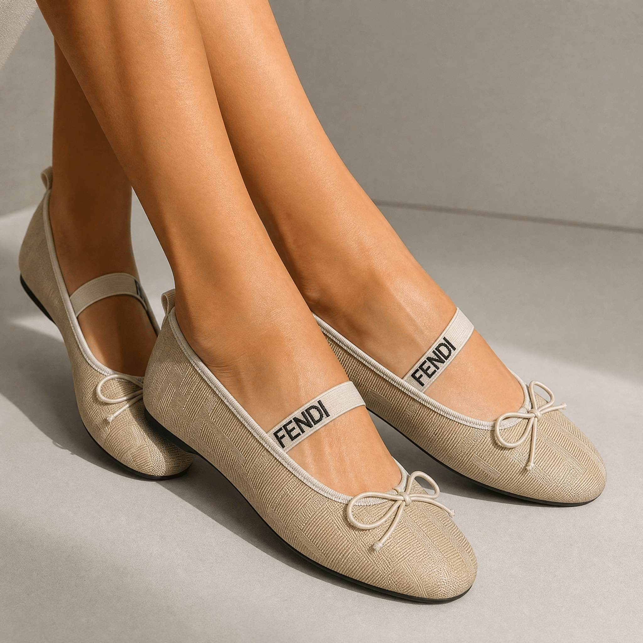 Fendi Monogram Ballet Flats – Beige Elegance Edition ✨🤍 - MASTERPIECE