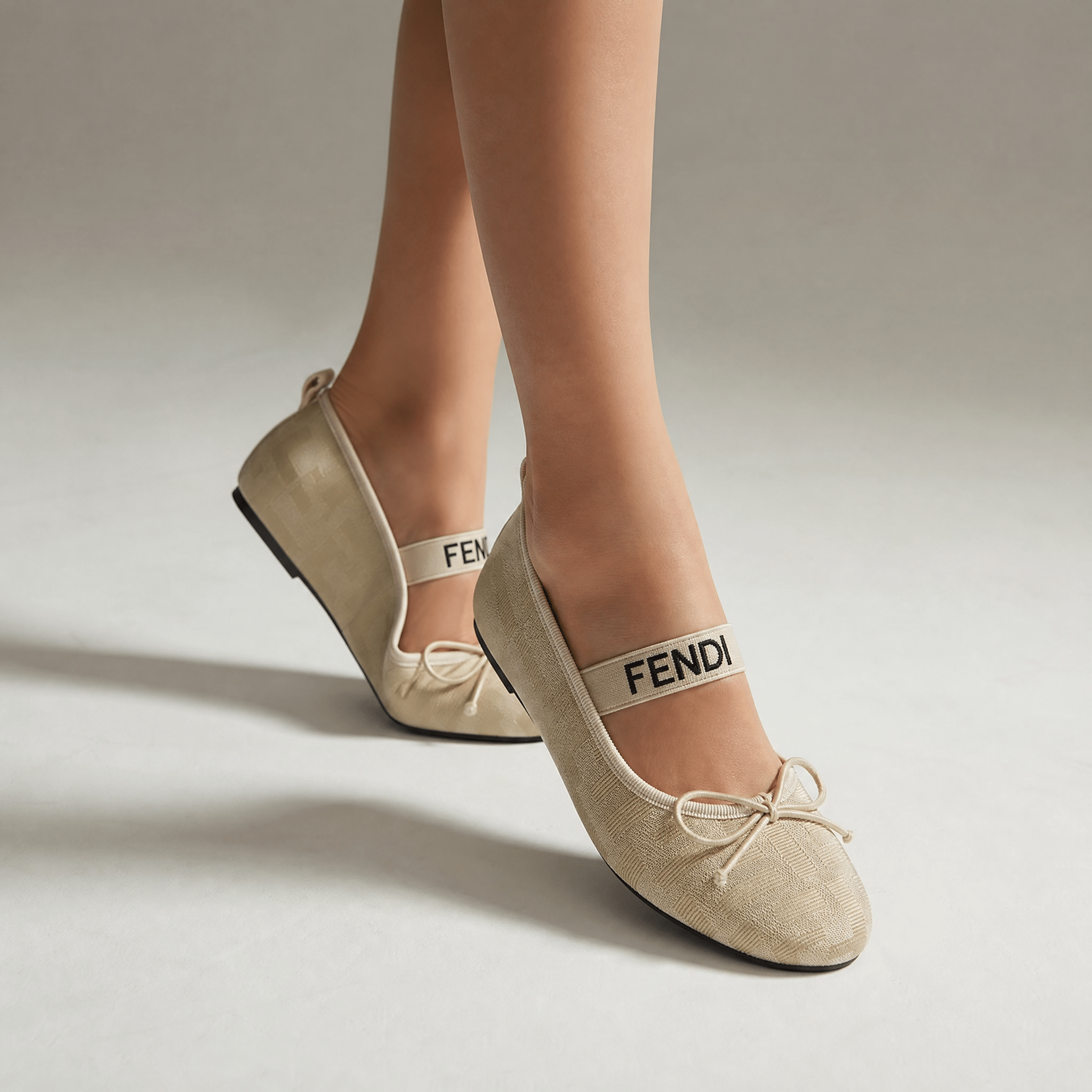 Fendi Monogram Ballet Flats – Beige Elegance Edition ✨🤍 - MASTERPIECE