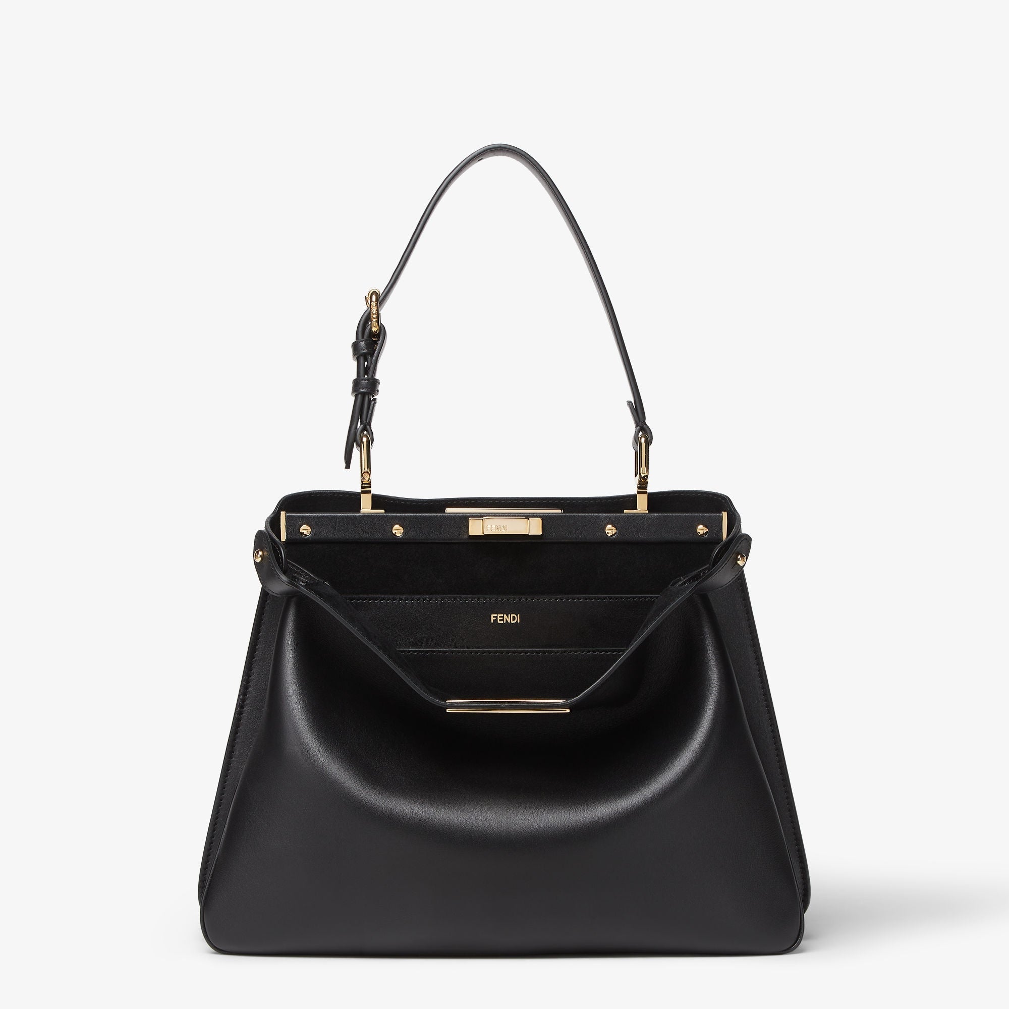🖤 Fendi Peekaboo Black Leather Bag | Luxury Gold Chain Shoulder Handbag ✨ - MASTERPIECE