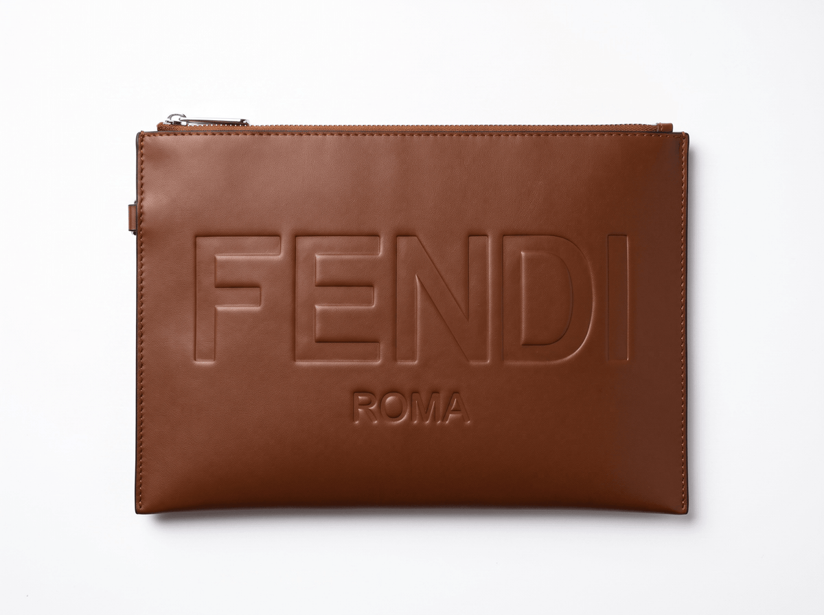 Fendi Roma Large Leather Pouch — Brown - MASTERPIECE