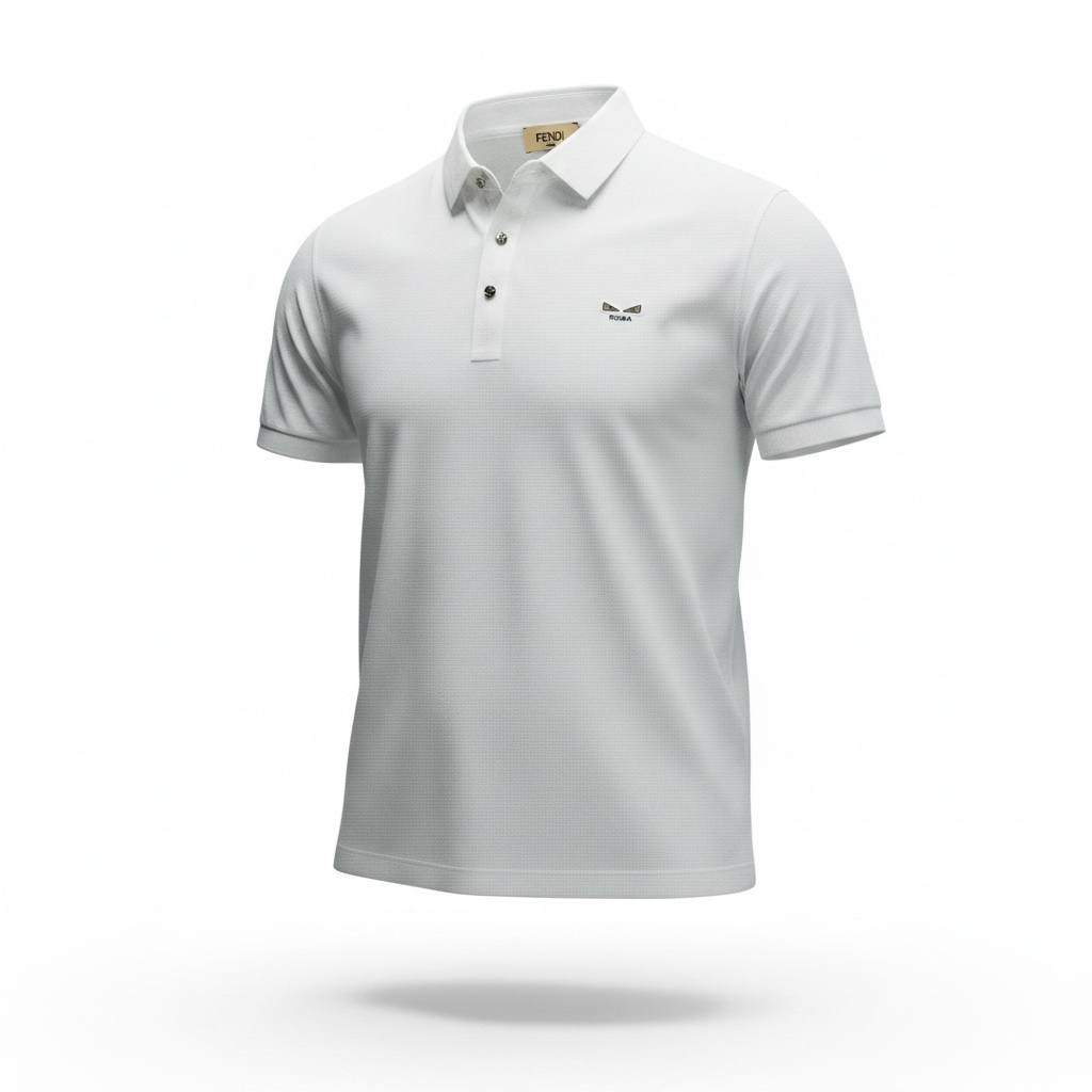 🤍 Fendi White Polo Shirt – Clean Minimal Luxury Essential 👕✨ - MASTERPIECE