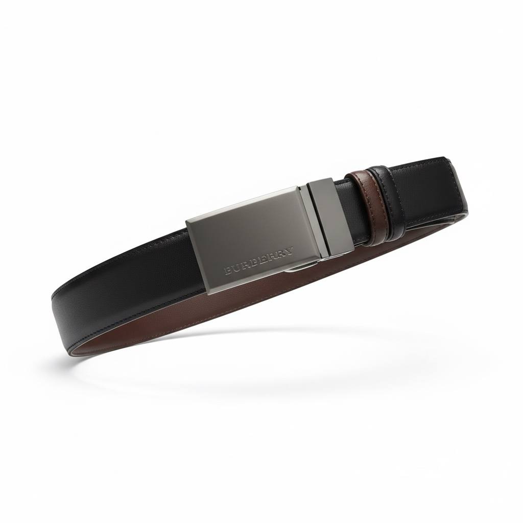 Burberry Reversible Leather Belt 120cm – Matte Plaque Buckle ✨