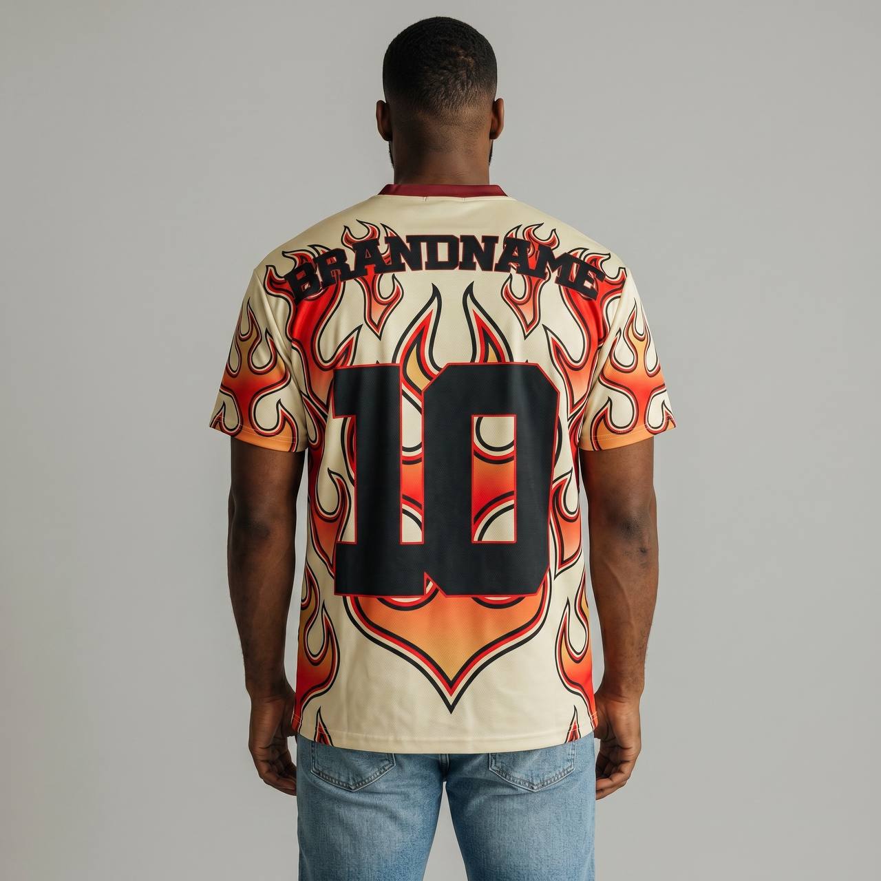 🔥 Flame 10 Graphic Football Jersey – Retro Fire Streetwear Edition ⚽🔥 - MASTERPIECE