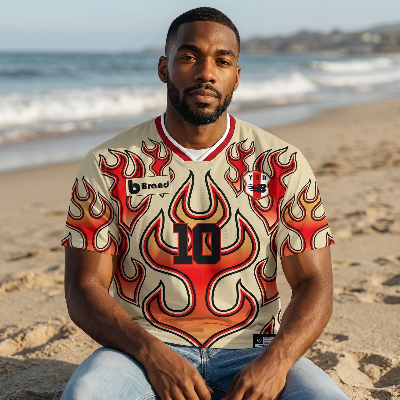 🔥 Flame 10 Graphic Football Jersey – Retro Fire Streetwear Edition ⚽🔥 - MASTERPIECE