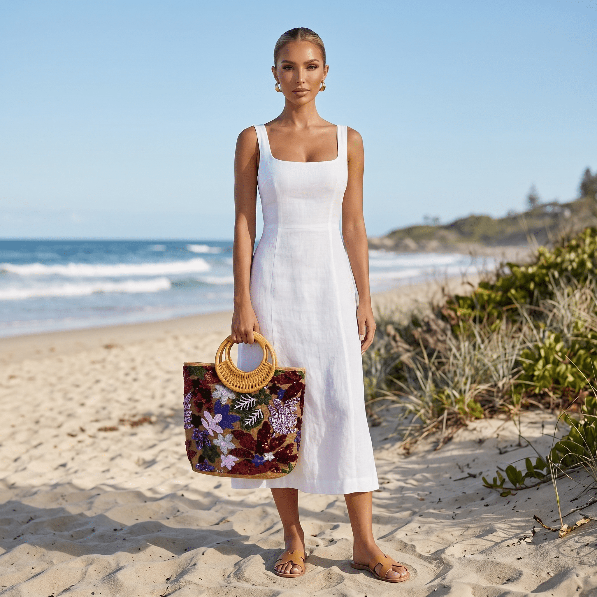Floral Sequin Beach Tote Bag 🌸👜✨ - MASTERPIECE