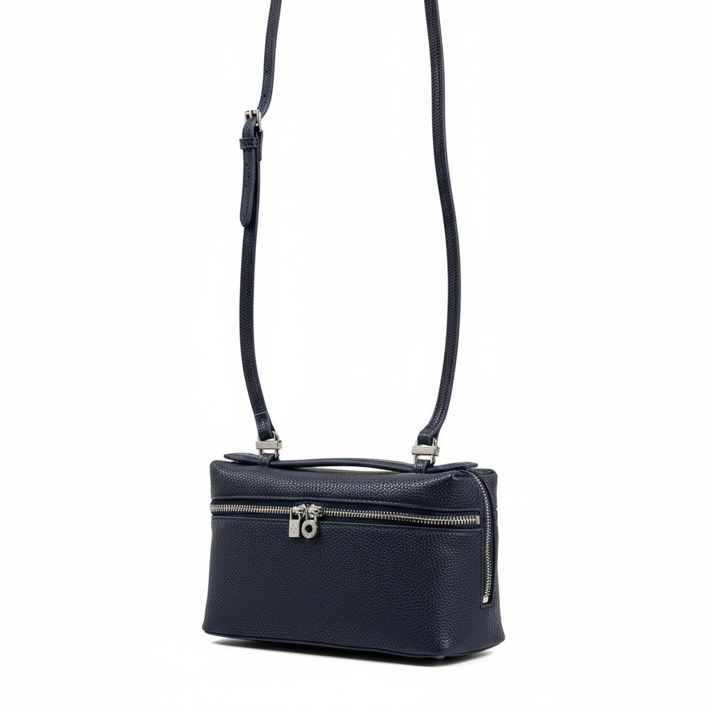 Loro Piana Navy Structured Leather Bag 💙✨ | Luxury Shoulder & Crossbody Purse