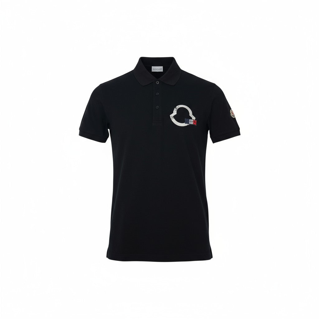 🧊 Moncler Graphic Logo Polo – Black with Iconic Patch 🇫🇷✨