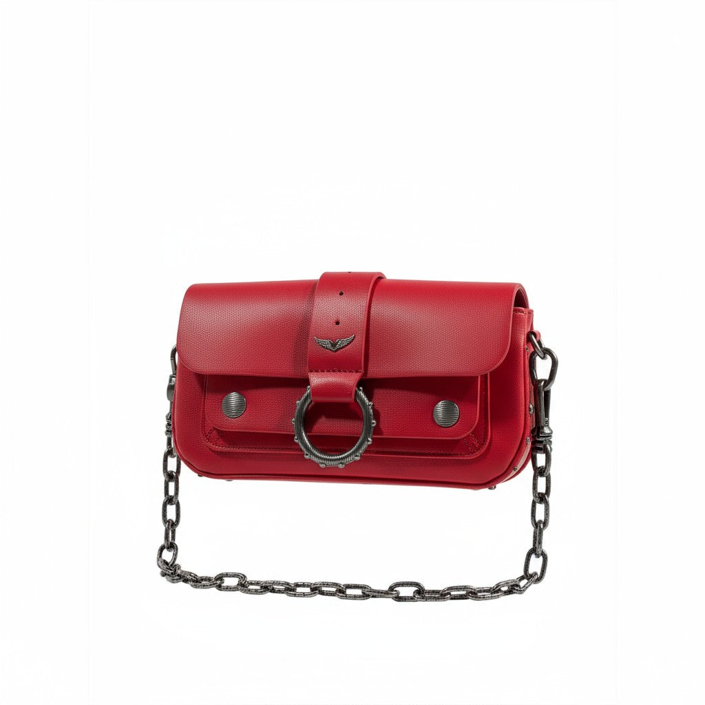 Zadig & Voltaire Red Studded Leather Bag ❤️🔥 | Chain Strap Statement Piece – With Box 📦