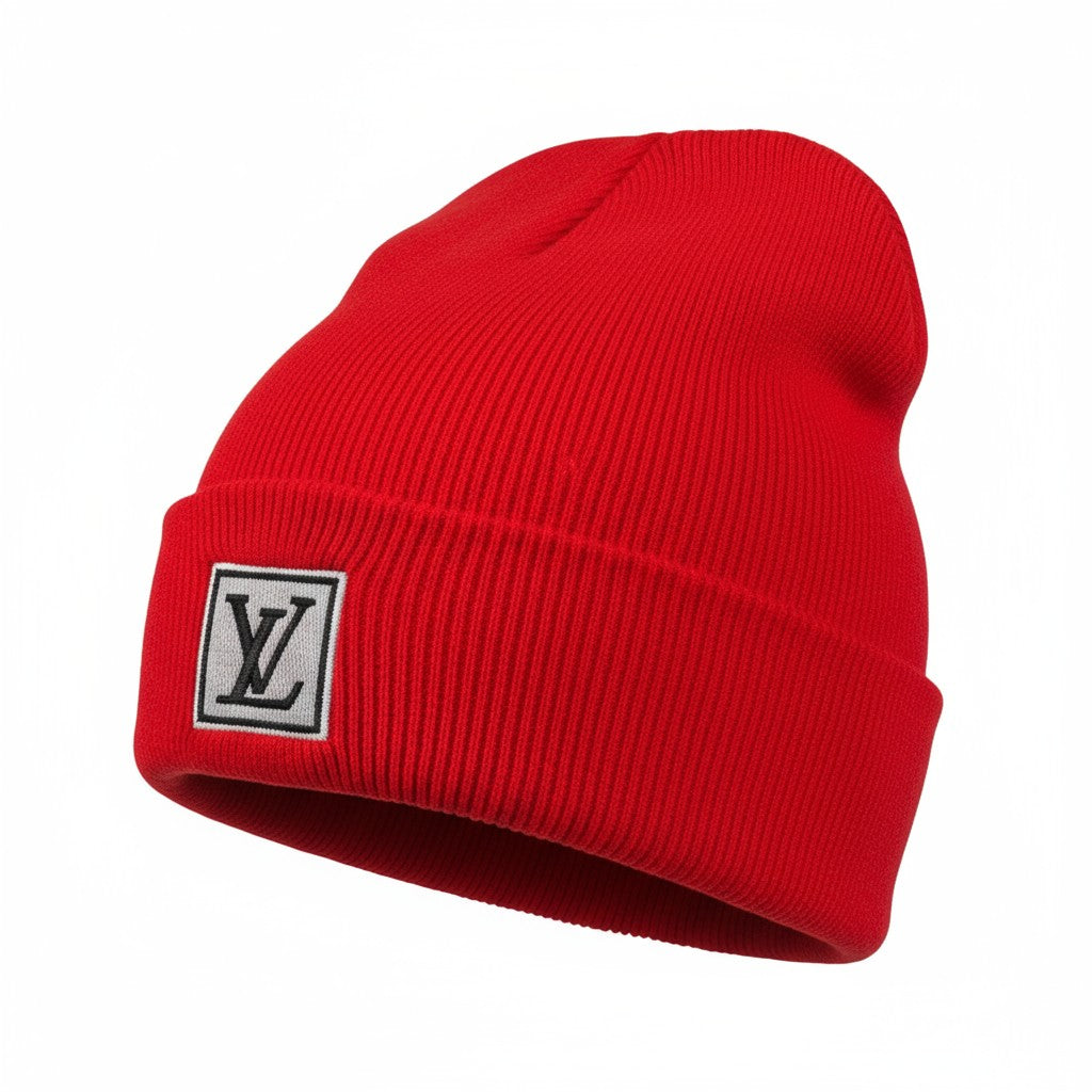 🔴 Louis Vuitton Red Knit Beanie | Classic LV Logo Winter Hat