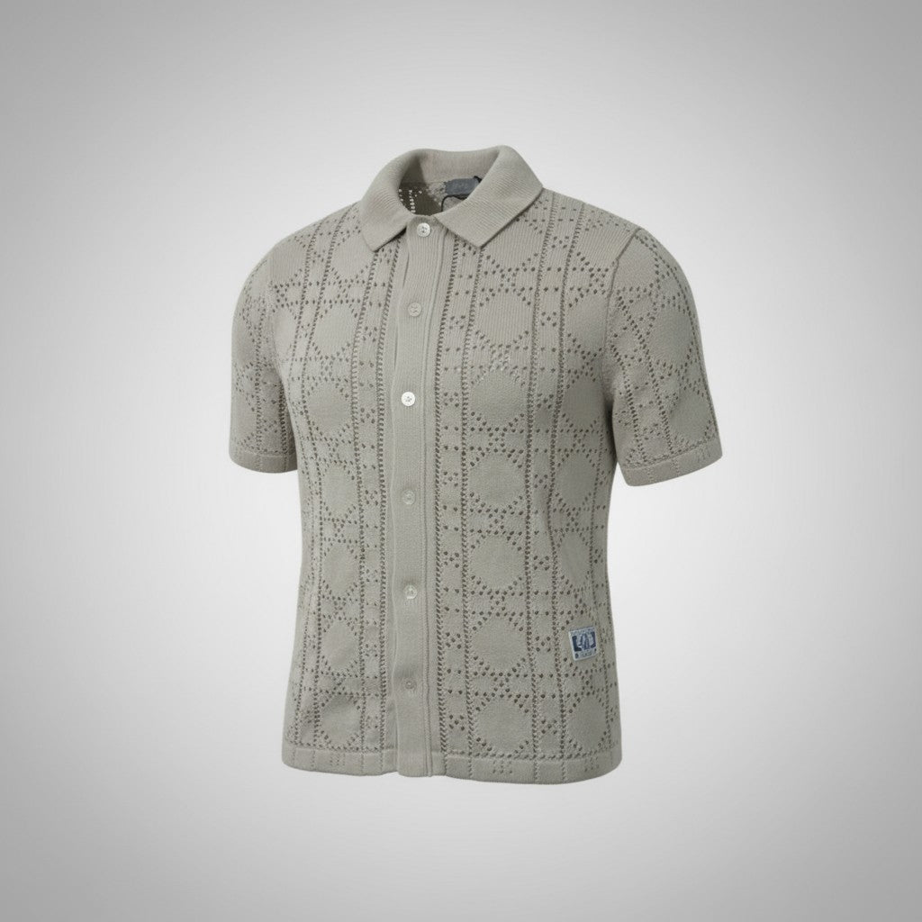 🌾 Dior Beige Crochet Knit Shirt – Soft Texture, Subtle Luxury 🤎