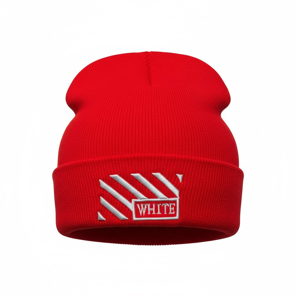 ❤️ Off-White Diagonal Logo Red Beanie | Bold Luxury Streetwear Knit Hat