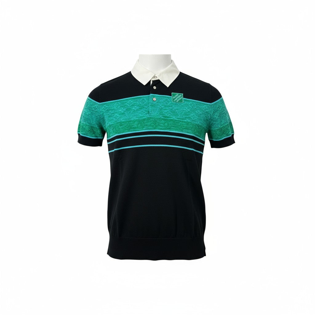 💚 Louis Vuitton Monogram Panel Polo – Green Jacquard x White Collar Edition 🖤