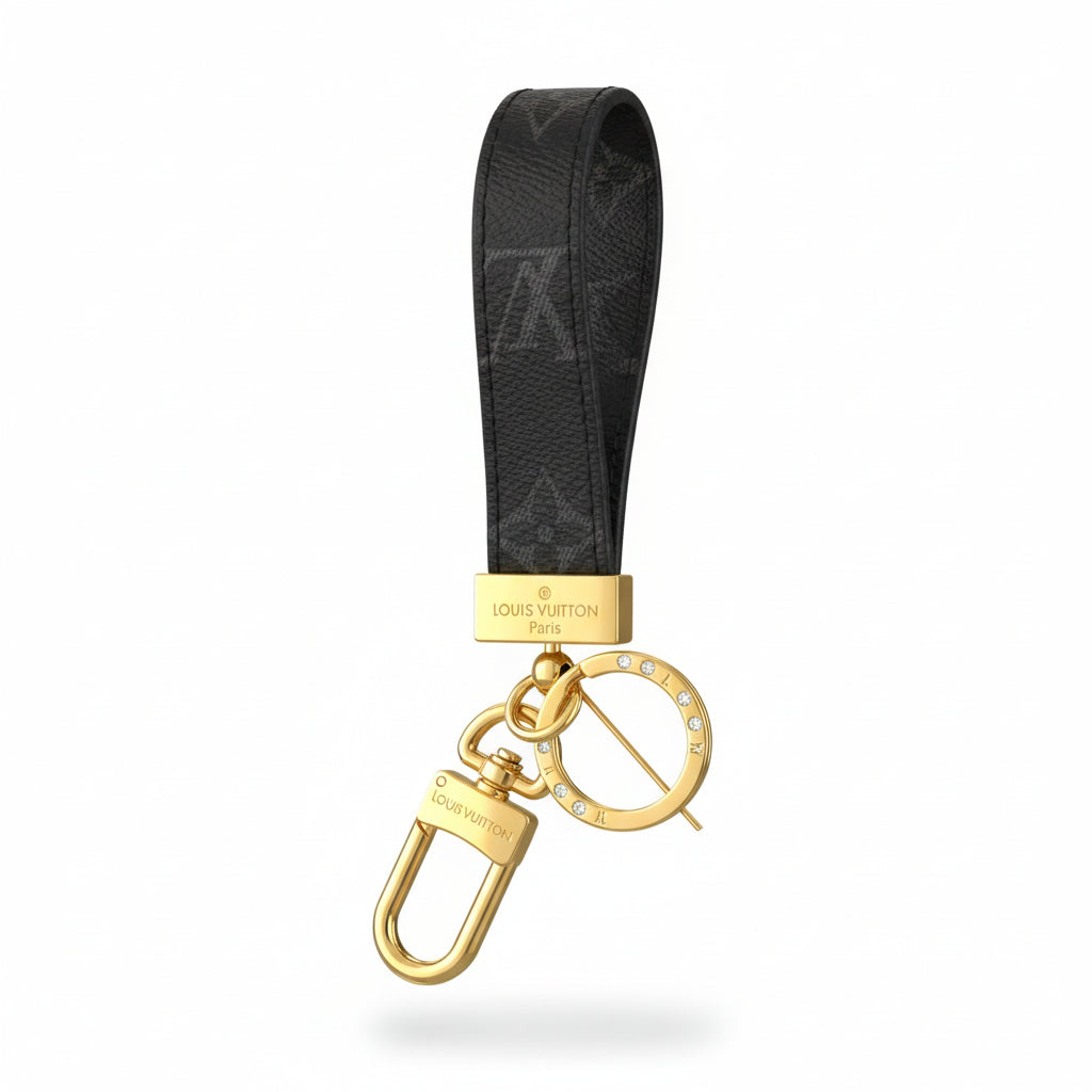 Louis Vuitton Monogram Eclipse Keychain Strap – Black & Gold Luxury Accessory 🖤✨