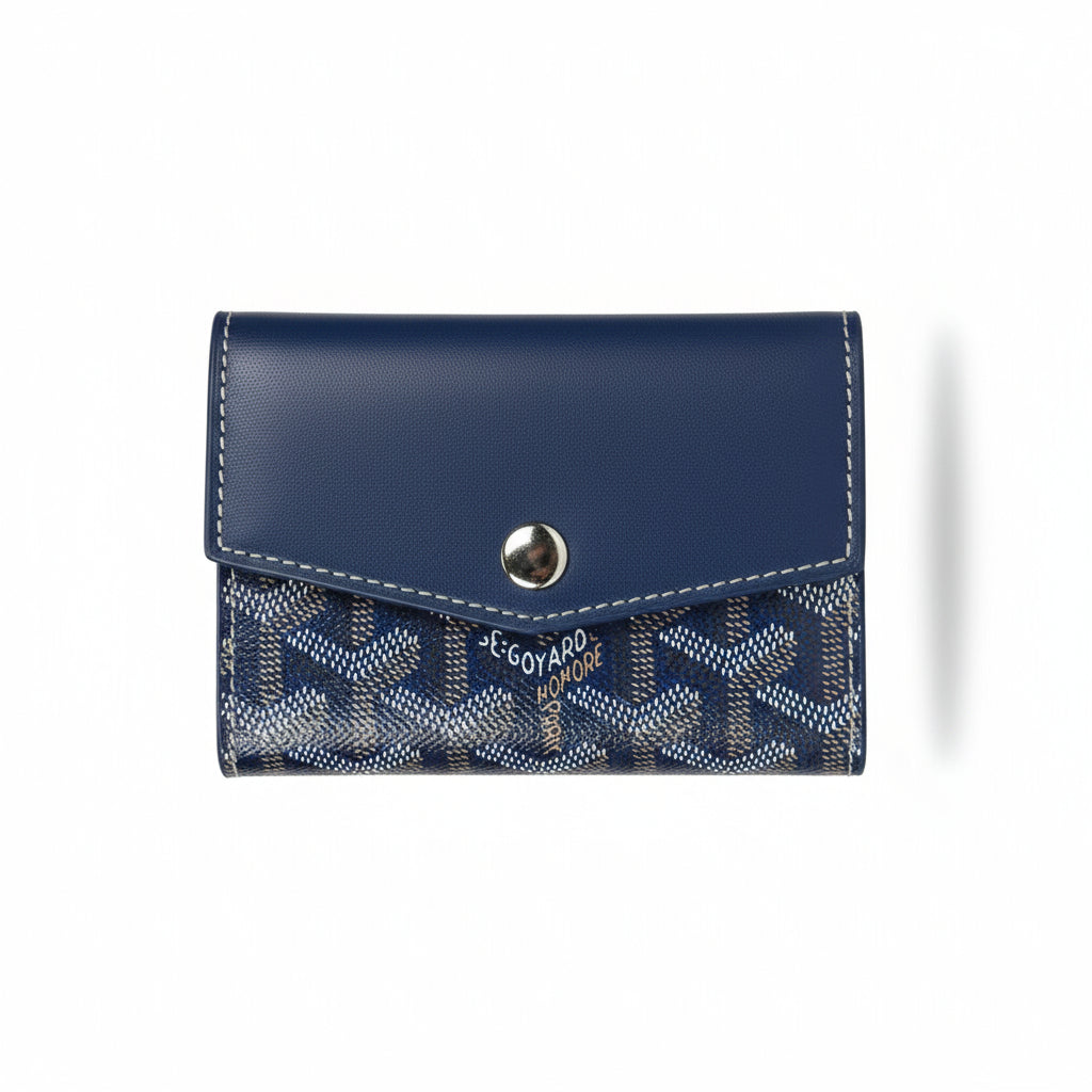Goyard Navy Snap Card Wallet – Compact Luxury Edition 💙✨