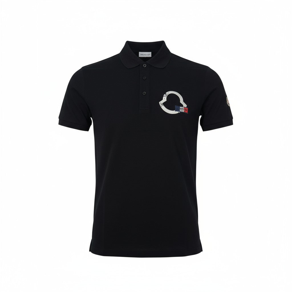 🧊 Moncler Graphic Logo Polo – Black with Iconic Patch 🇫🇷✨