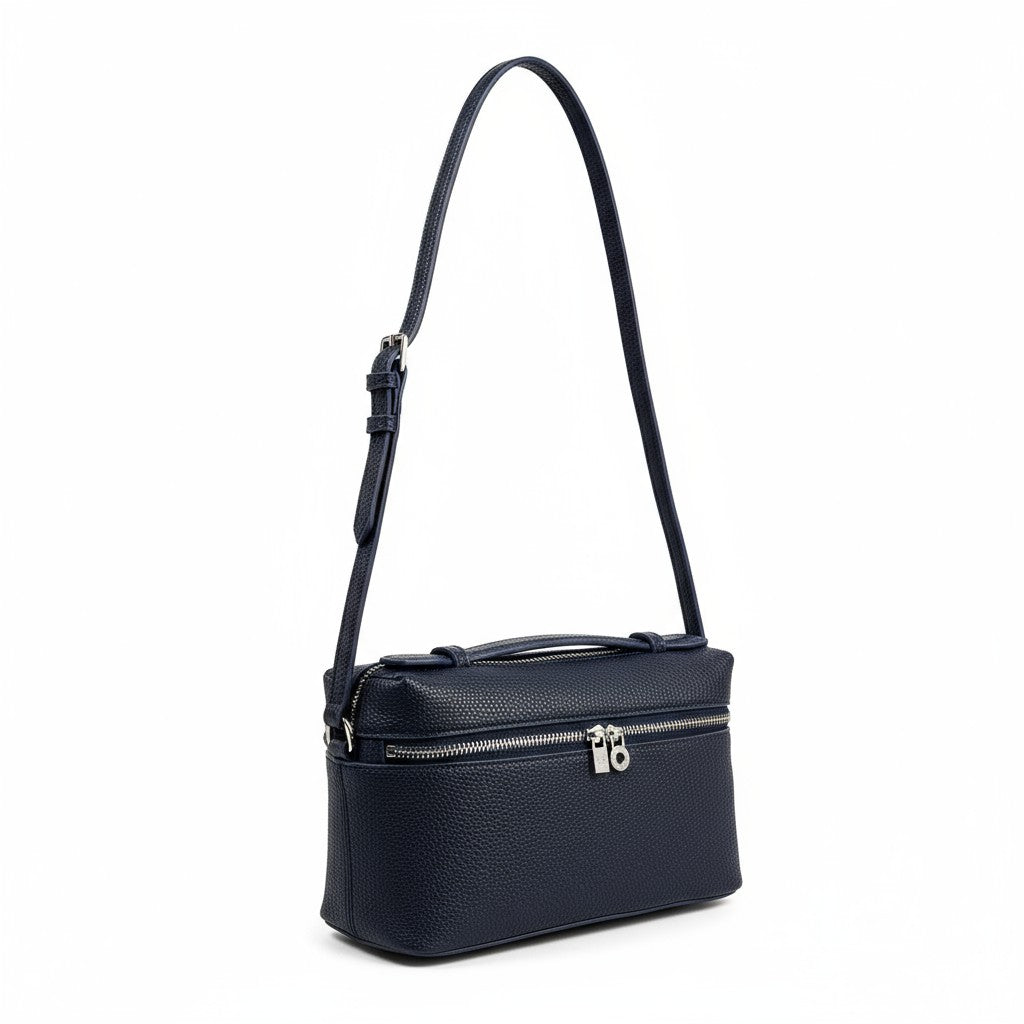 Loro Piana Navy Structured Leather Bag 💙✨ | Luxury Shoulder & Crossbody Purse