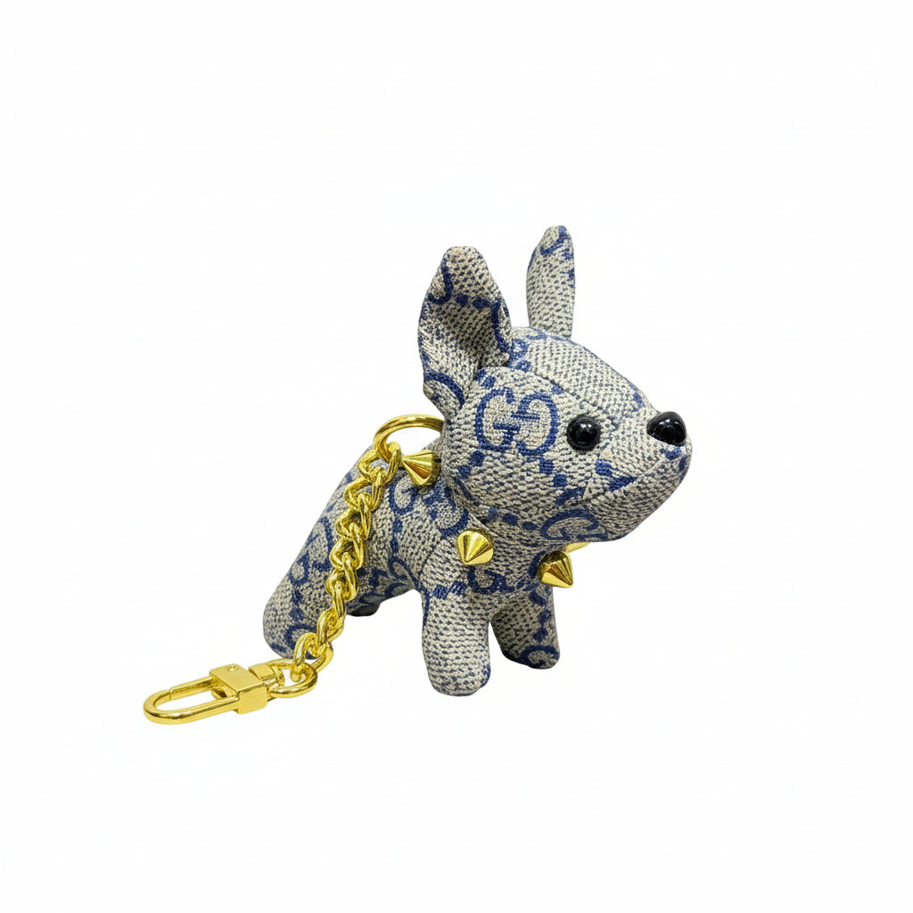 Gucci GG Puppy Charm Keychain 🐶💙 Blue Monogram Luxury Bag & Key Accessory