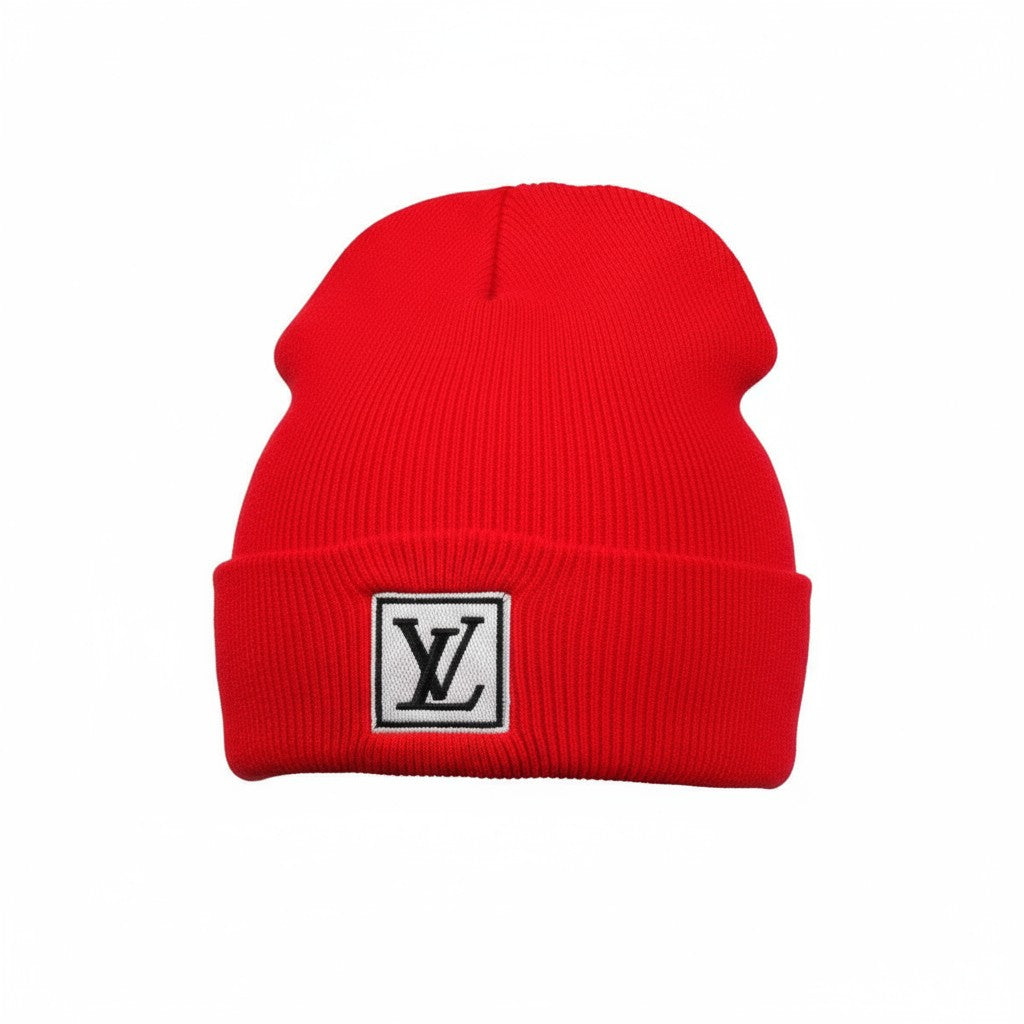 🔴 Louis Vuitton Red Knit Beanie | Classic LV Logo Winter Hat