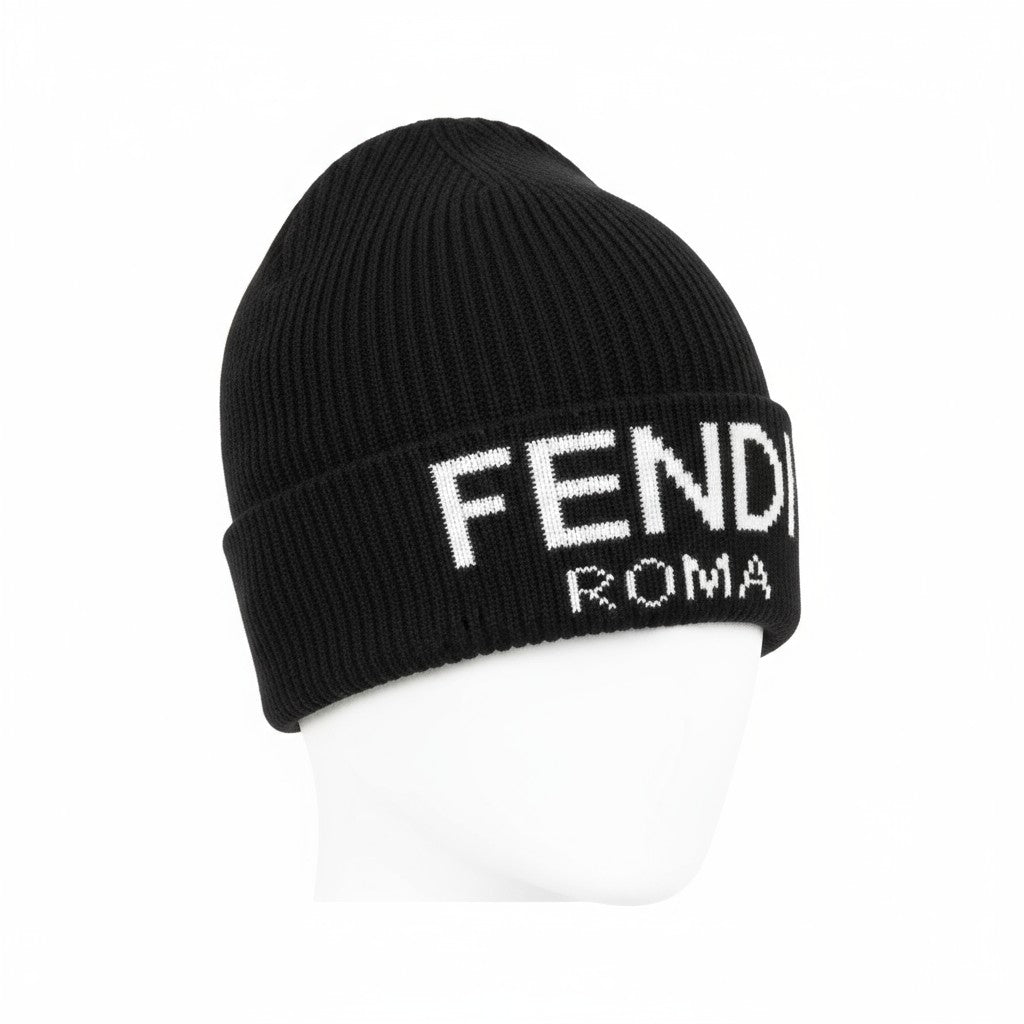 🖤 Fendi Roma Black Beanie | Luxury Knit Designer Winter Hat