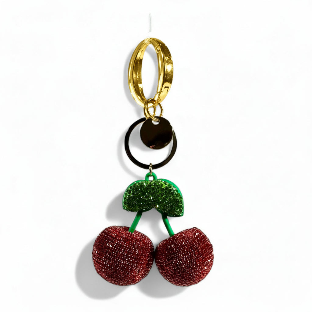 Coach Cherry Keychain – Luxury Sparkle Bag Charm 🍒✨