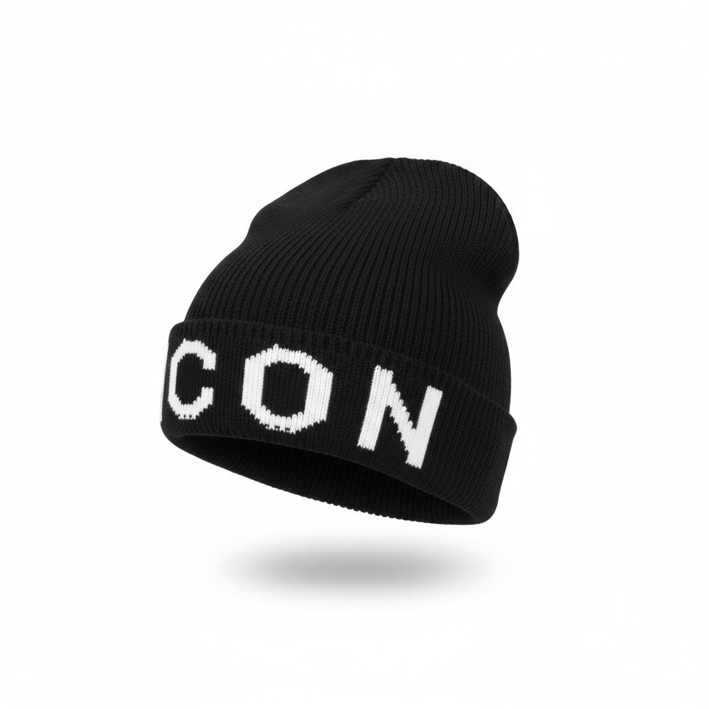 🖤 Dsquared2 ICON Black Beanie | Classic White Logo Knit Hat