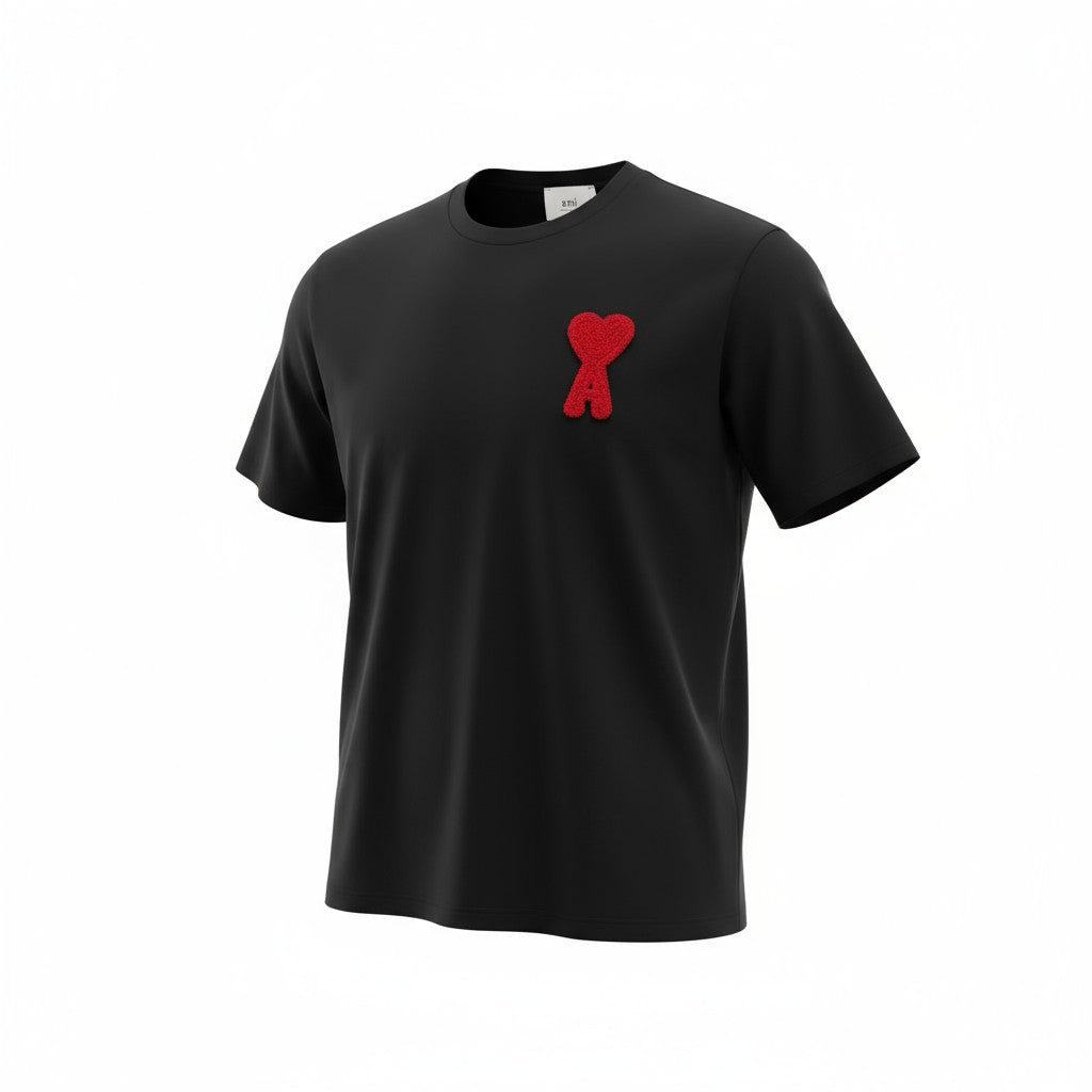 ❤️ AMI Paris “Ami de Coeur” Black Tee – Signature Heart Patch 🖤