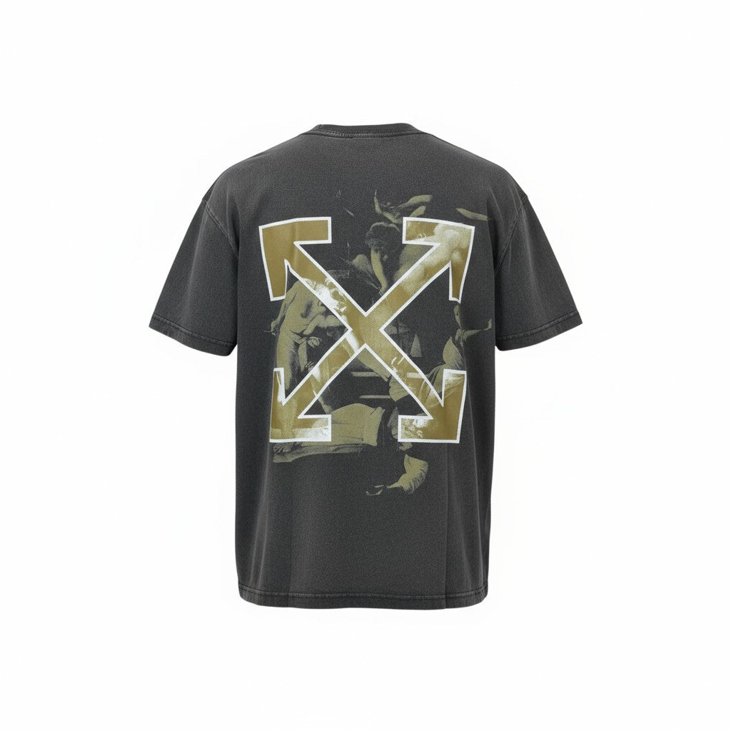 🔥 Off-White “Seeing Things” Arrow Tee – Washed Black 🎨🖤