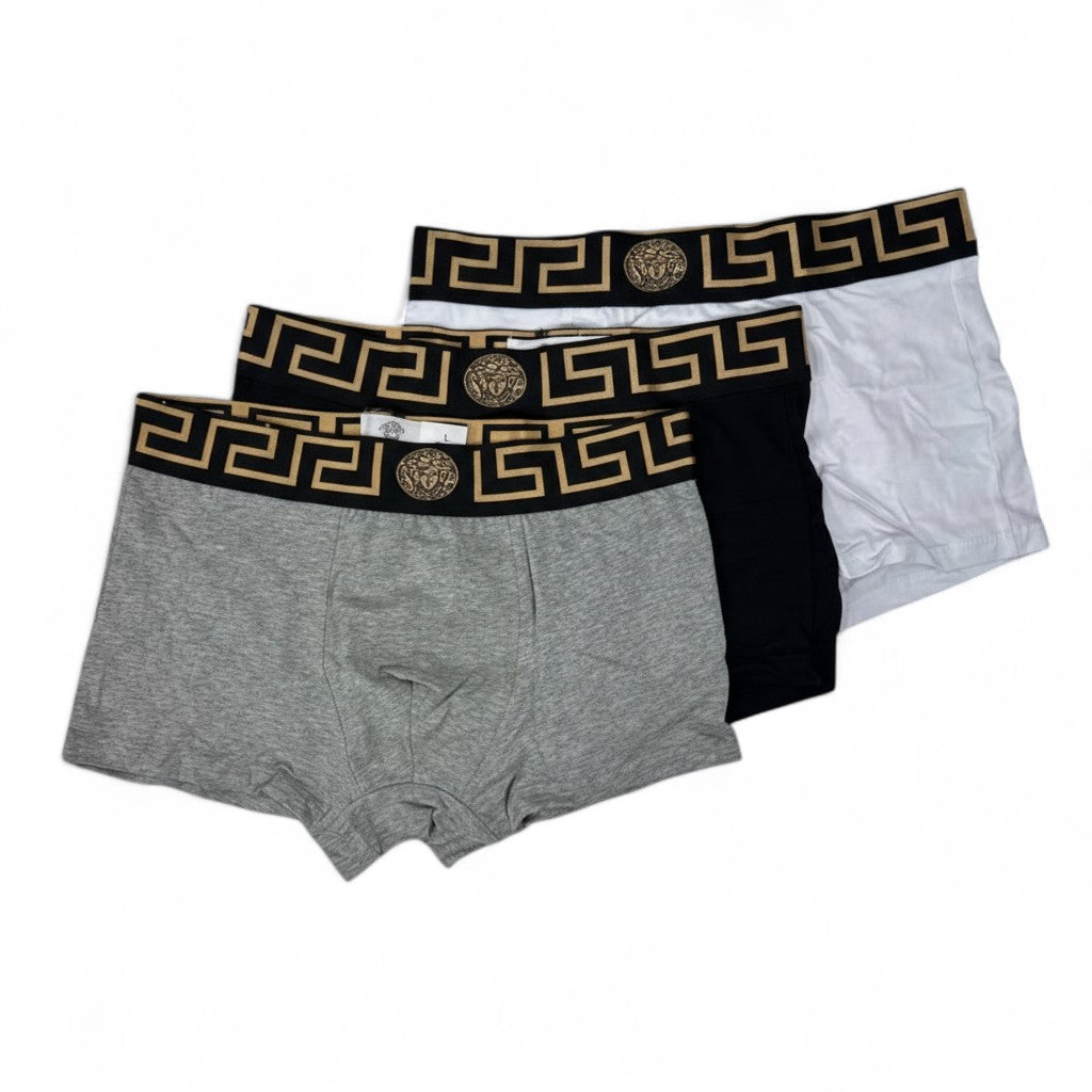 Versace Iconic Boxer Set (3 Pieces) 👑 | Medusa Gold Waistband Edition