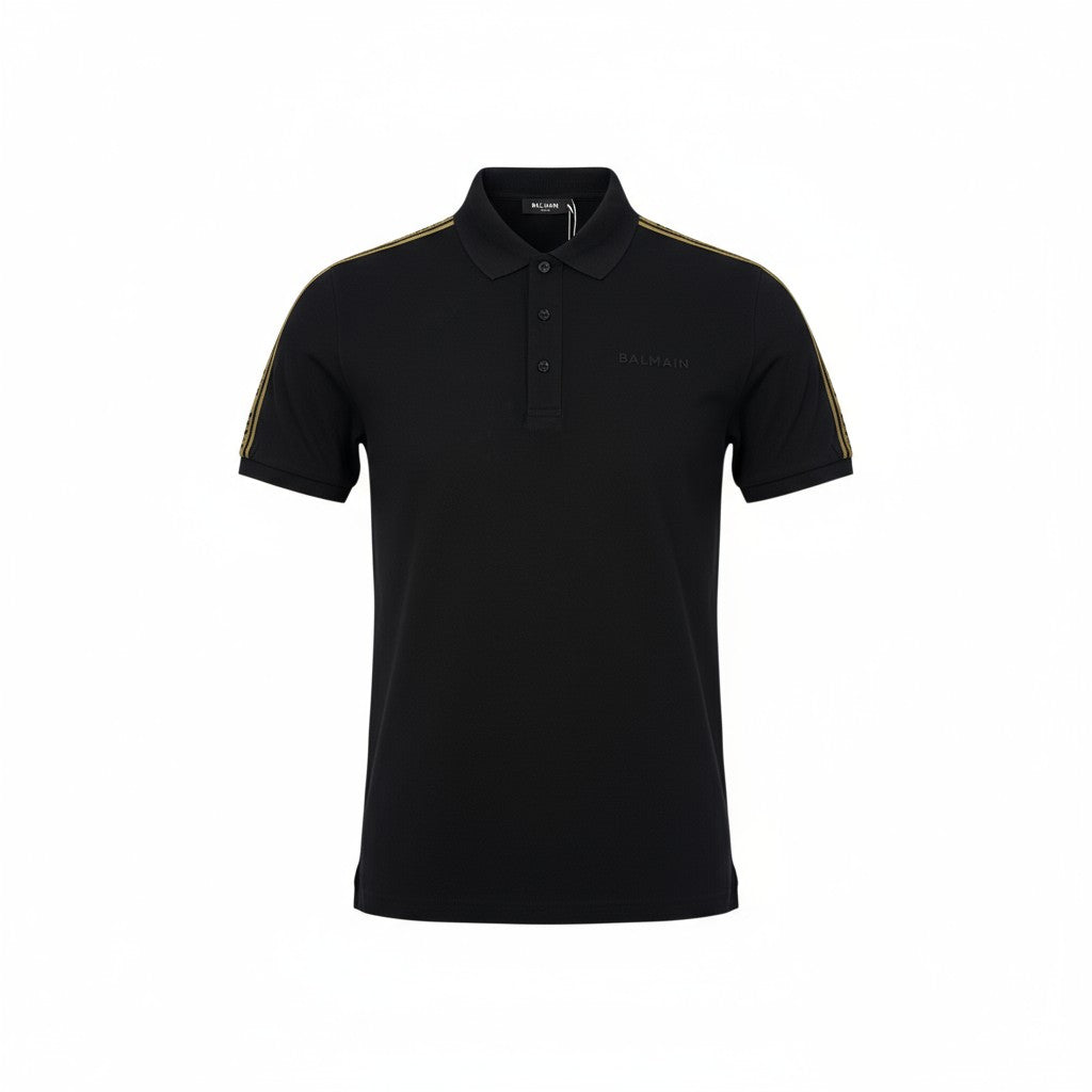 🖤 BALMAIN Black Logo Tape Polo – Elite Comfort, Timeless Power 👑
