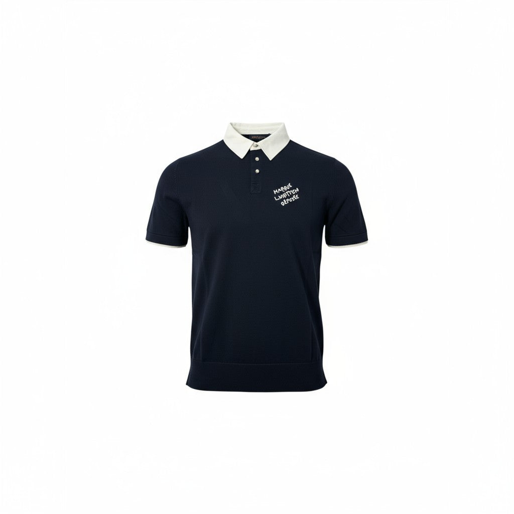 🕴️ Louis Vuitton Embroidered Polo – Navy & White Elegance ⚪🔵