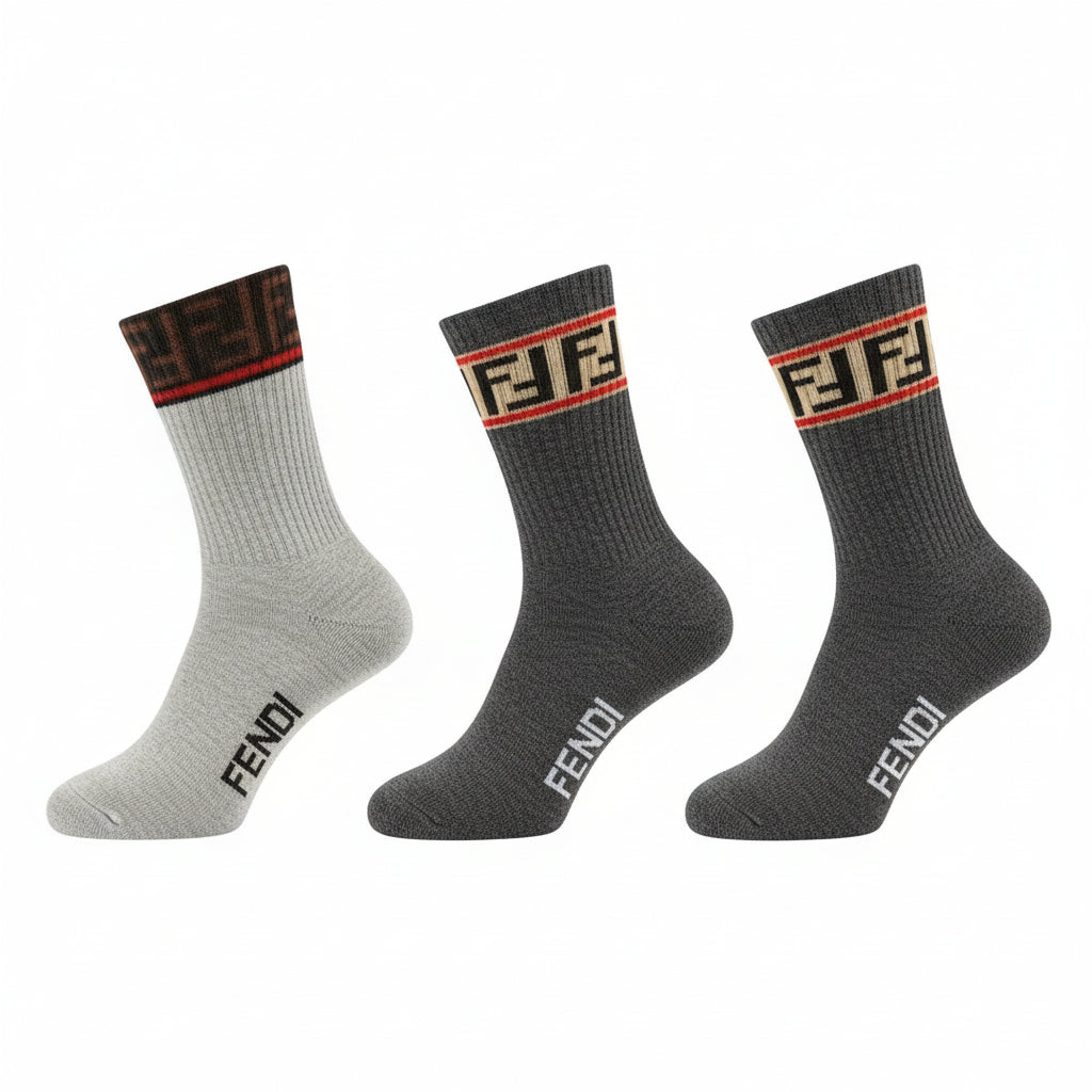 FENDI Logo Crew Socks – Pack of 4 Luxury Everyday Essentials 🧦✨