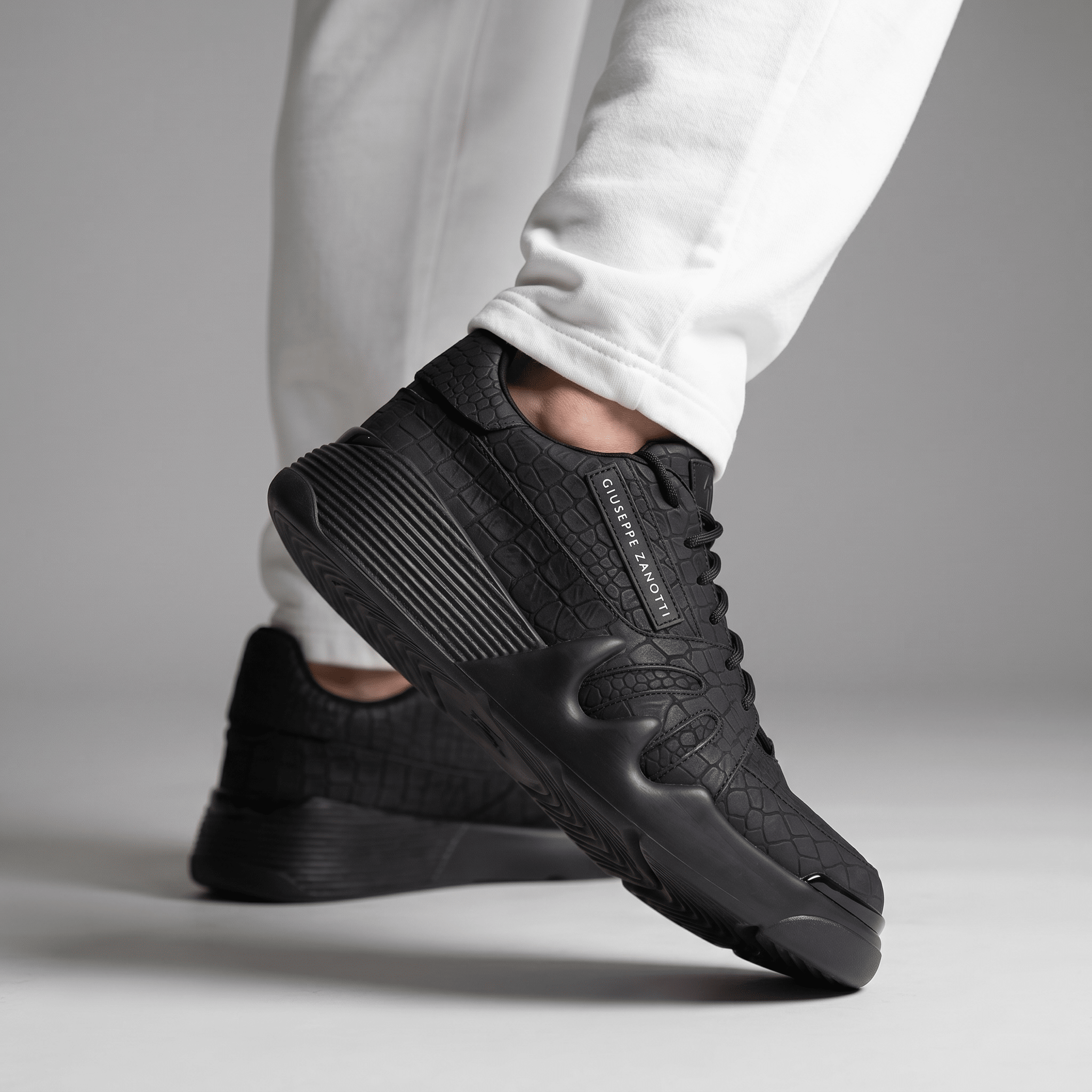 🖤 Giuseppe Zanotti Croc-Texture Luxury Sneakers 👟🔥 - MASTERPIECE