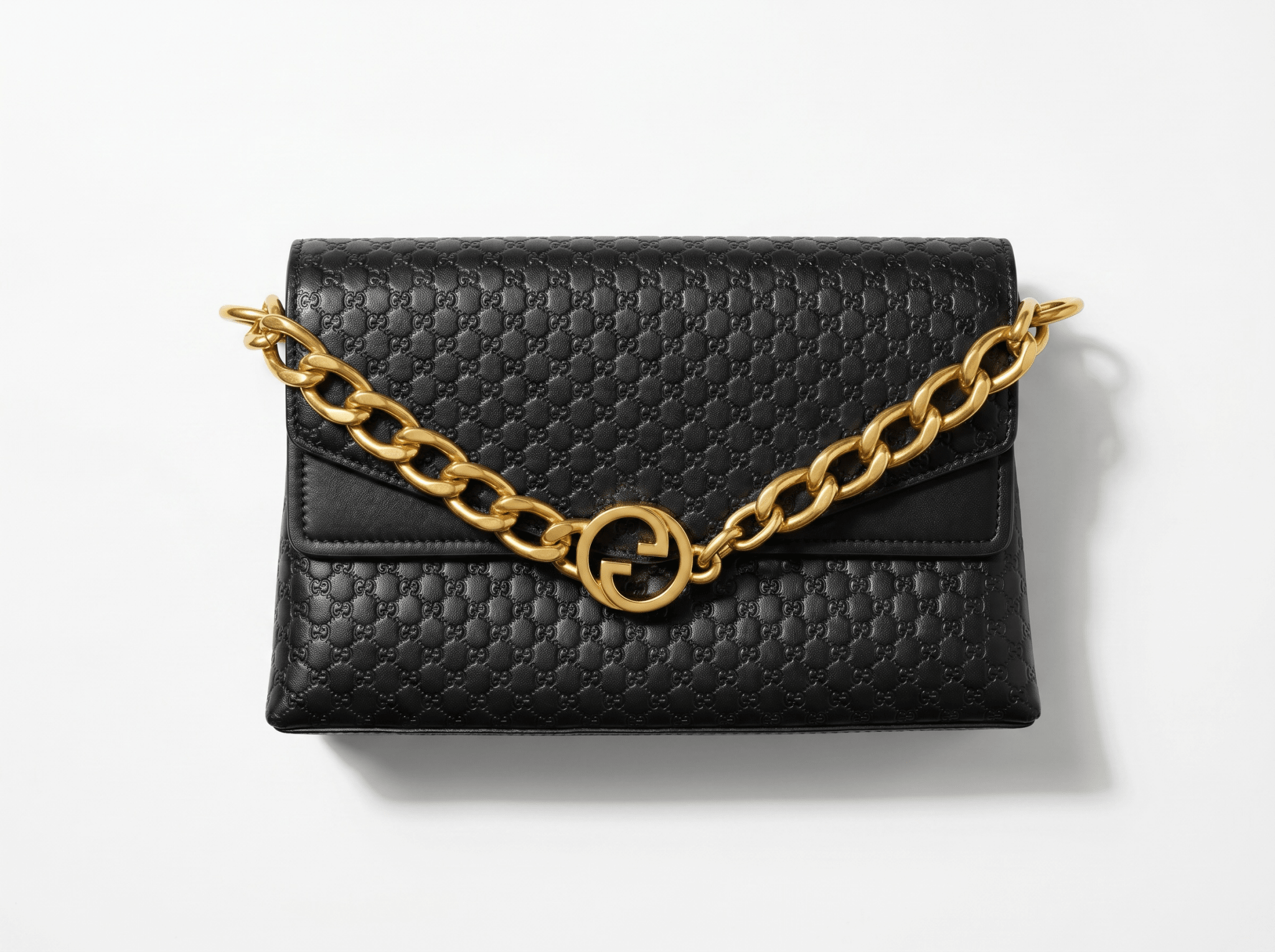 Gucci Black GG Emblem Chain Shoulder Bag 🖤✨ - MASTERPIECE
