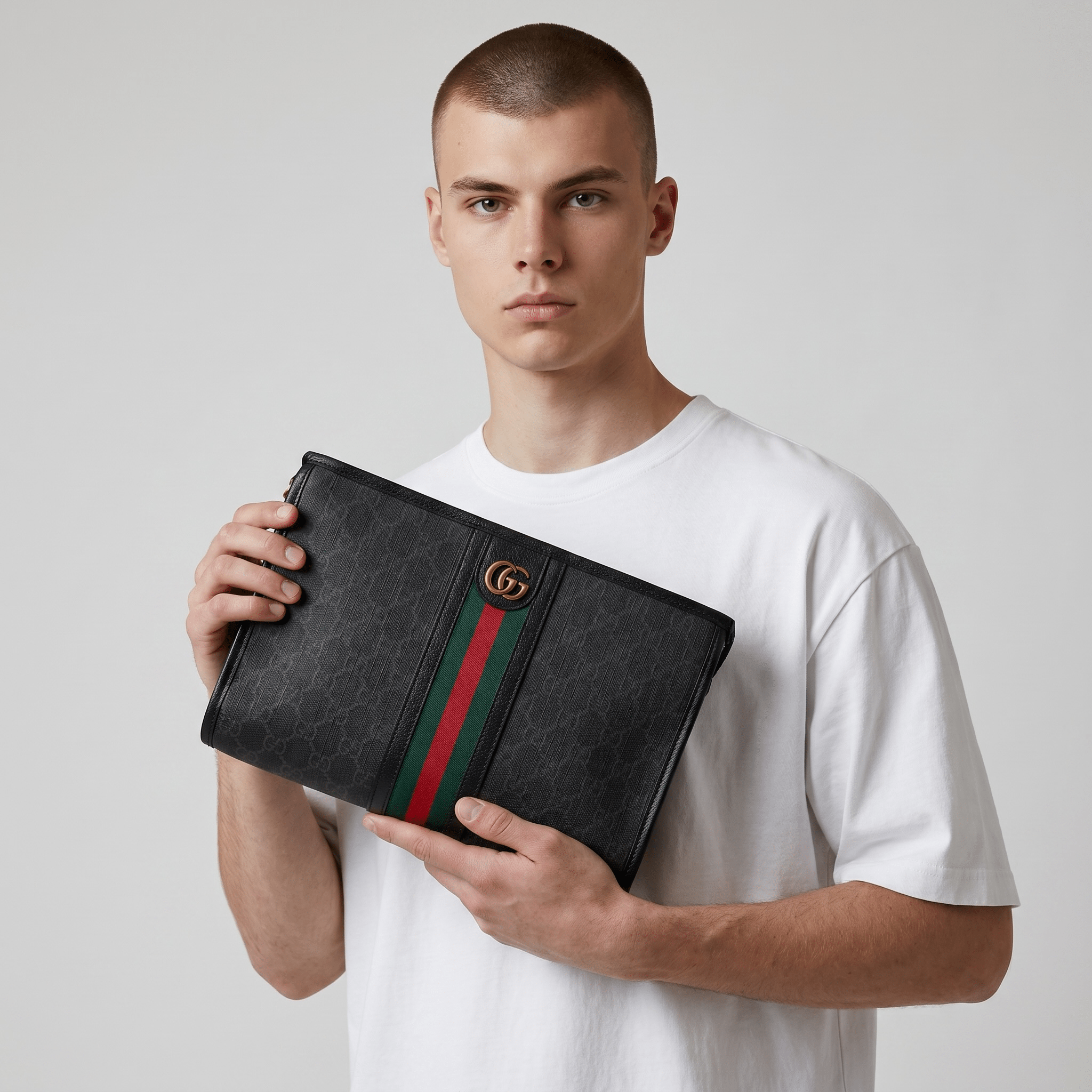 Gucci Black GG Supreme Web Stripe Clutch 🖤💚❤️✨💼🔥 - MASTERPIECE
