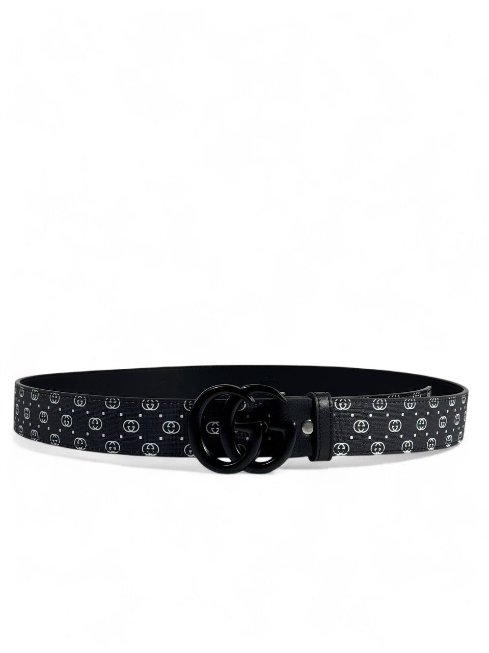 Gucci Black Monogram Belt 110cm 🖤 | Matte Black Double G Buckle 🕶️✨ - MASTERPIECE