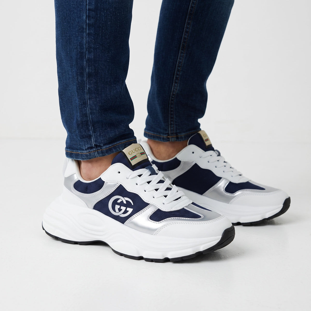 Gucci Chunky Trainer – Navy White Silver 👟 - MASTERPIECE