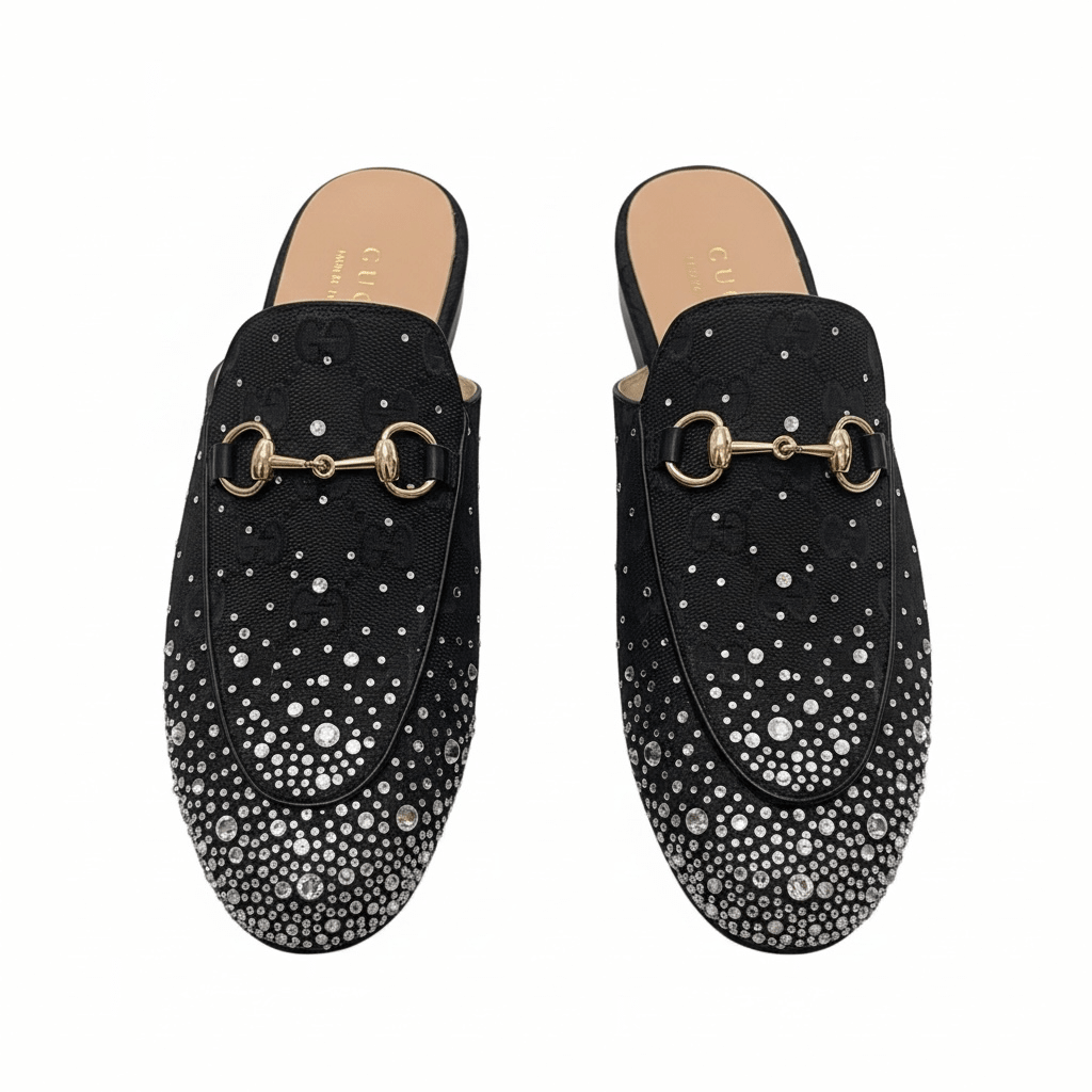 GUCCI Crystal Horsebit Mules 🖤✨ | Glam Statement Luxury - MASTERPIECE