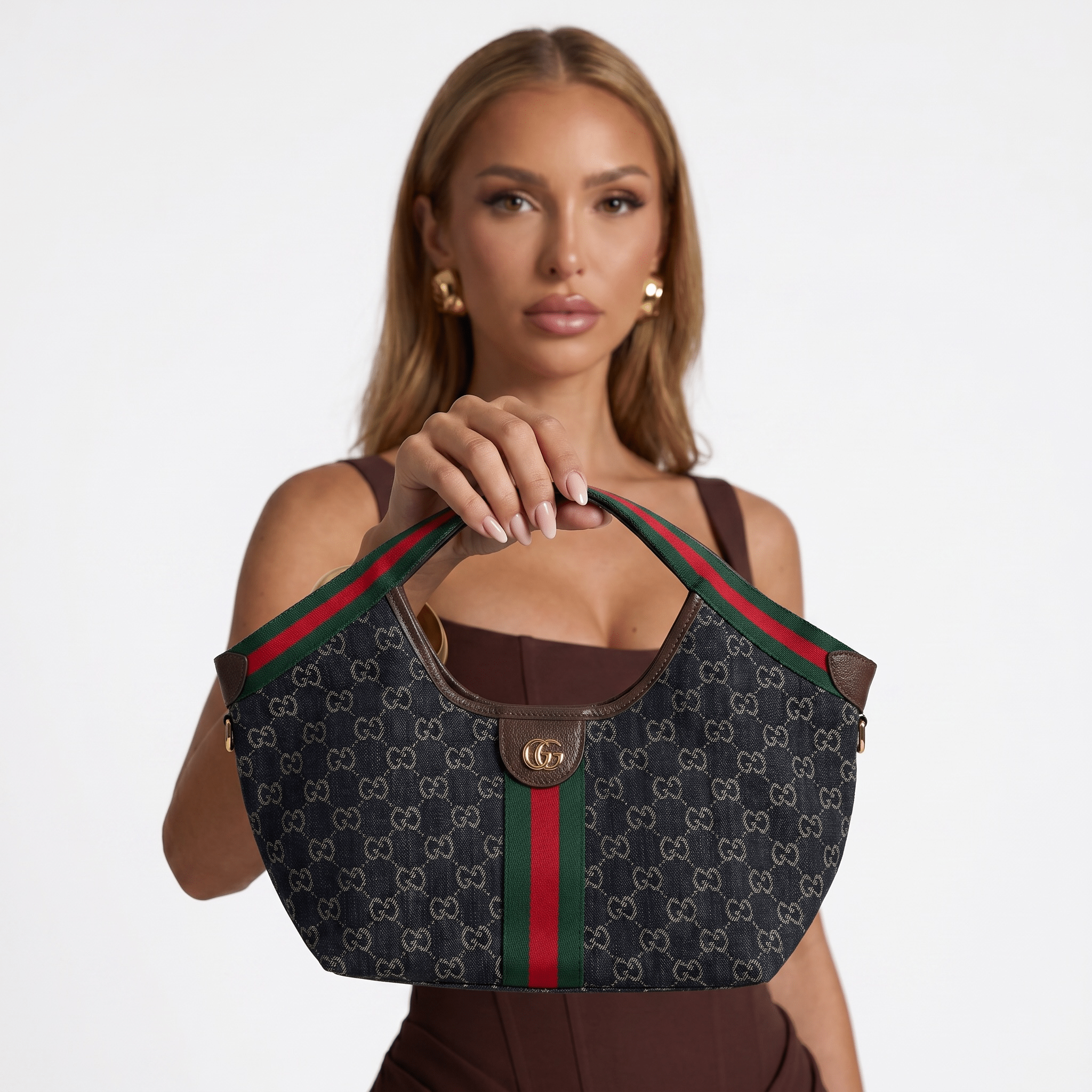 Gucci GG Canvas Shoulder Bag – Web Stripe Mini Hobo Bag 💼✨ - MASTERPIECE