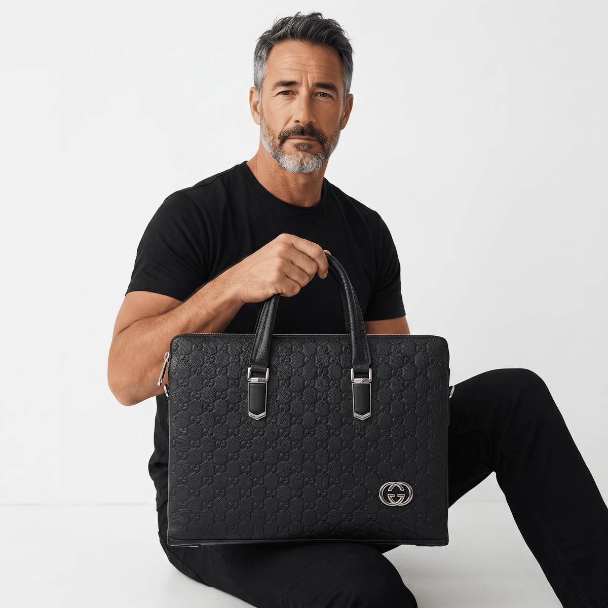 GUCCI GG Embossed Leather Briefcase 💼🖤 | Signature Luxury Edition - MASTERPIECE