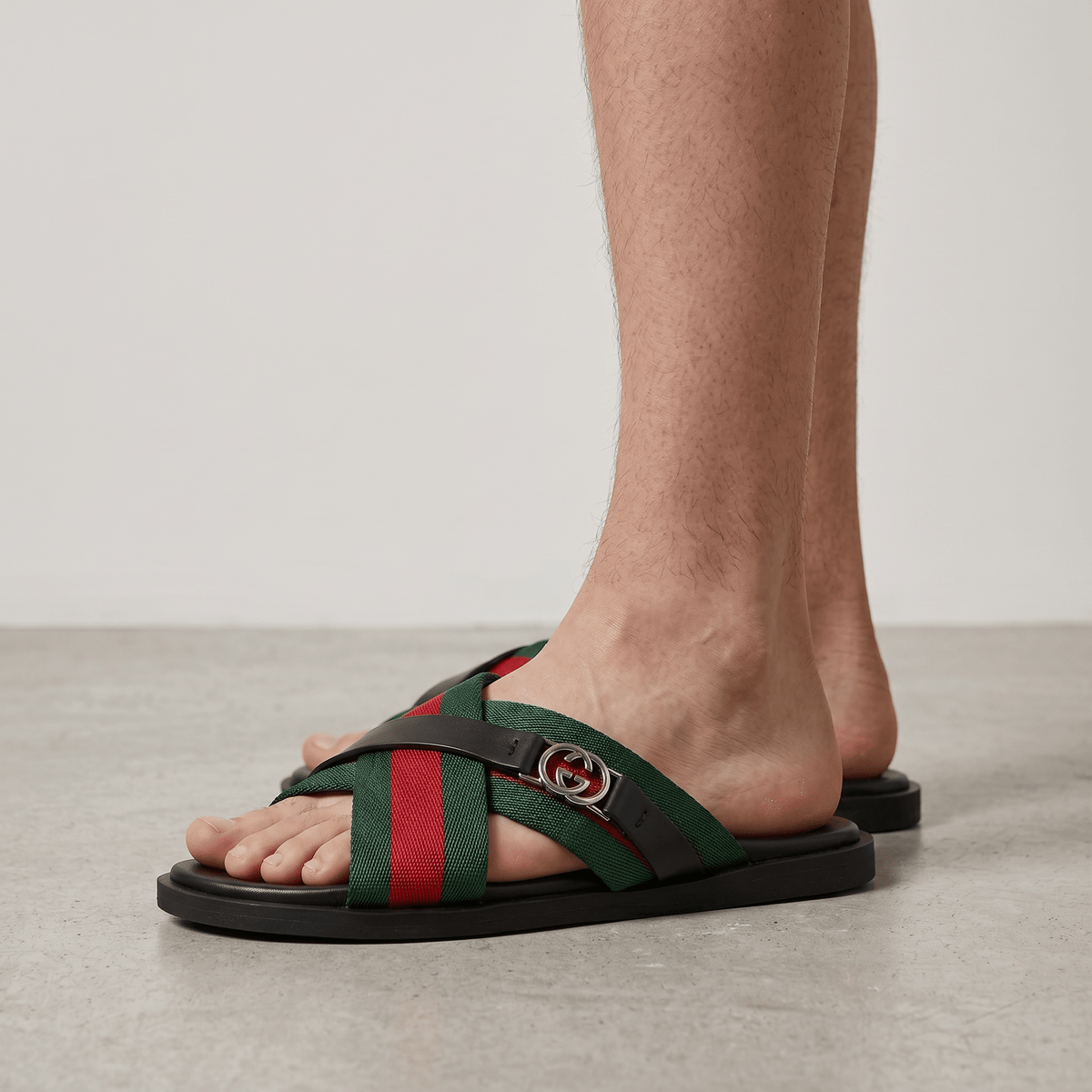 Gucci Green & Red Cross Strap SLIDE– Luxury Designer Summer Slides 💚❤️✨ - MASTERPIECE