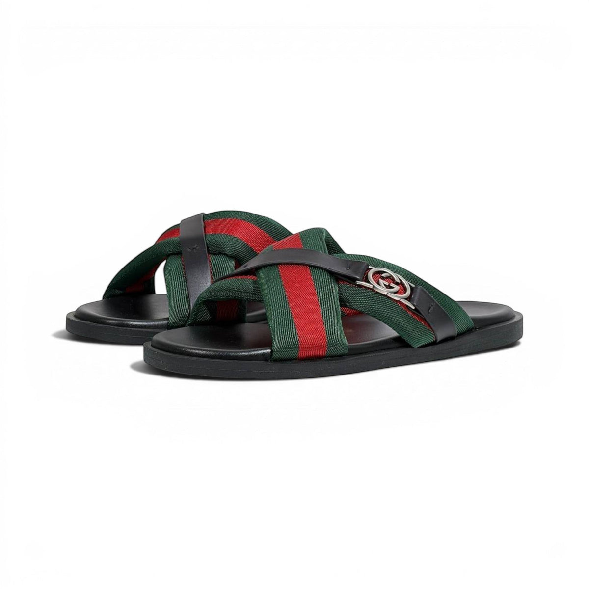 Gucci Green & Red Cross Strap SLIDE– Luxury Designer Summer Slides 💚❤️✨ - MASTERPIECE