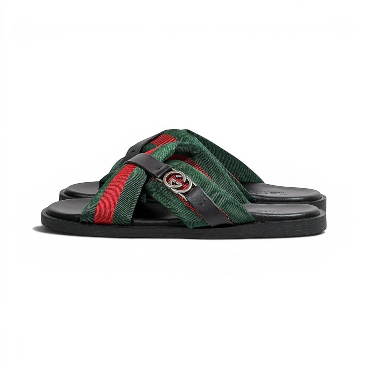 Gucci Green & Red Cross Strap SLIDE– Luxury Designer Summer Slides 💚❤️✨ - MASTERPIECE