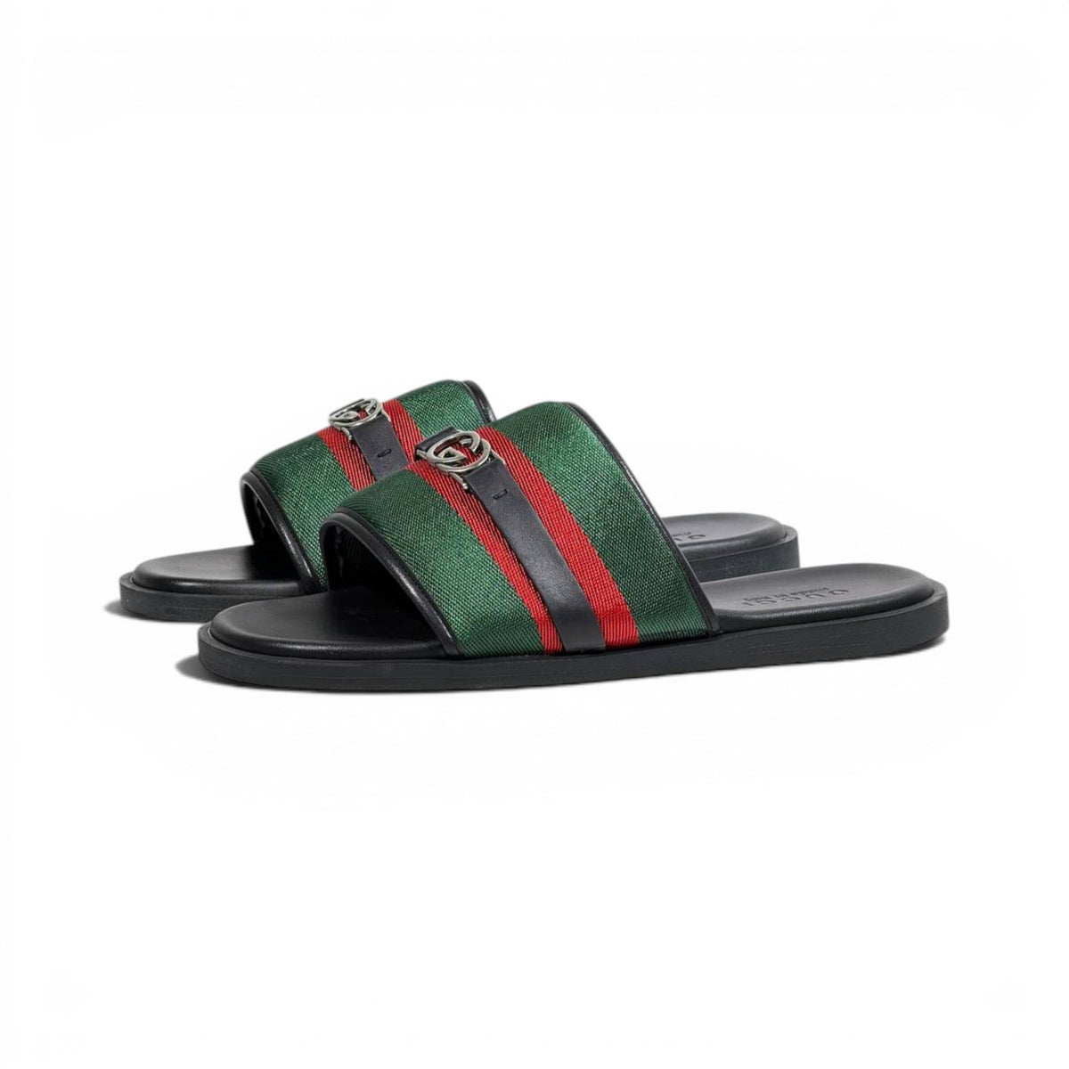 Gucci Green Web Slide Sandals – Luxury Designer Summer Slippers 💚❤️✨ - MASTERPIECE