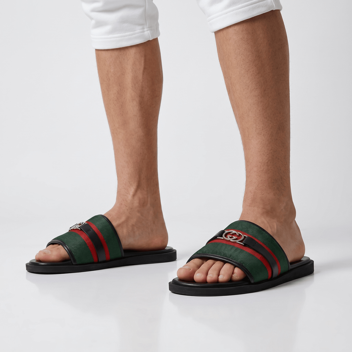 Gucci Green Web Slide Sandals – Luxury Designer Summer Slippers 💚❤️✨ - MASTERPIECE