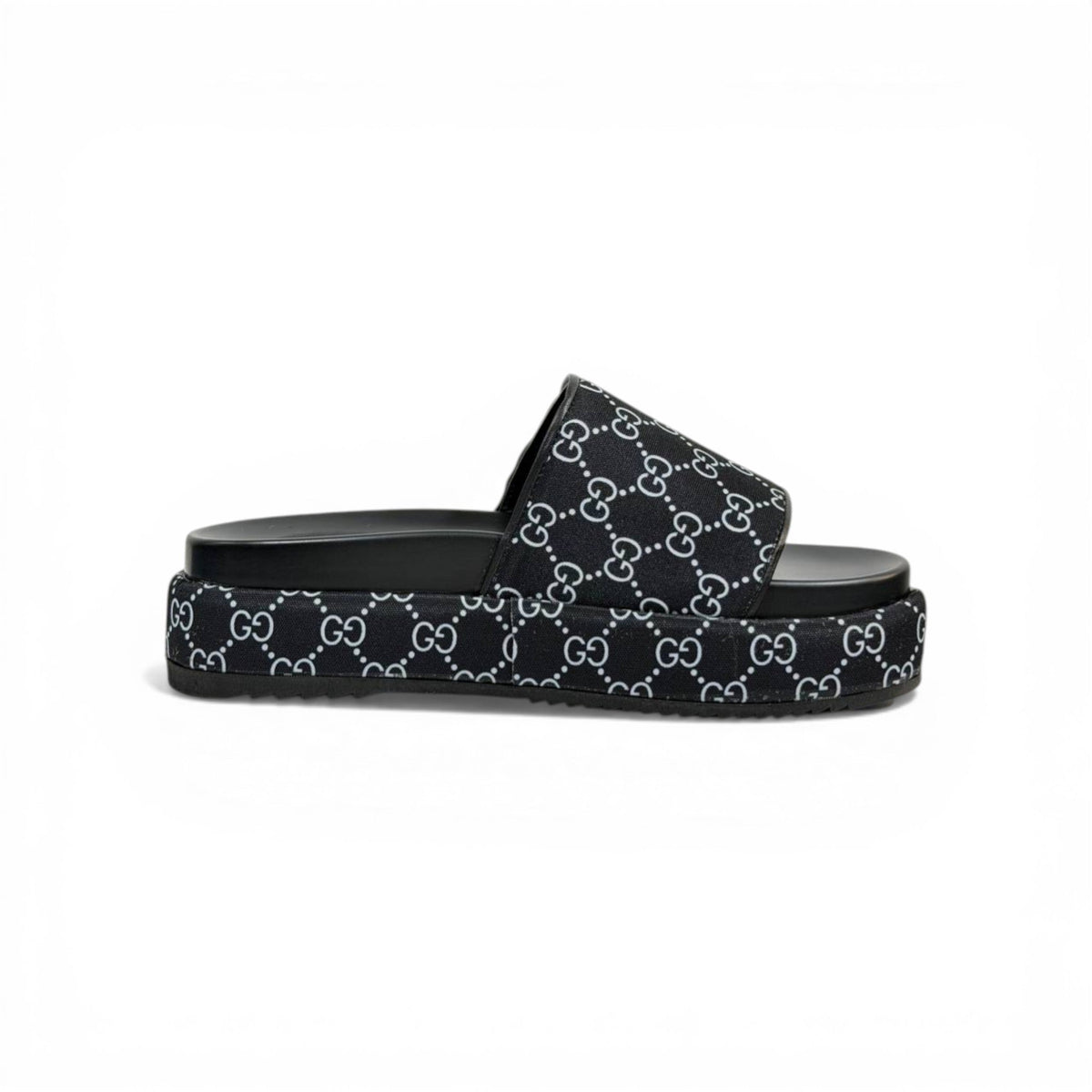 GUCCI Luxury Black Platform Slide Sandals – GG Monogram Statement & Premium Streetwear 👟✨ - MASTERPIECE